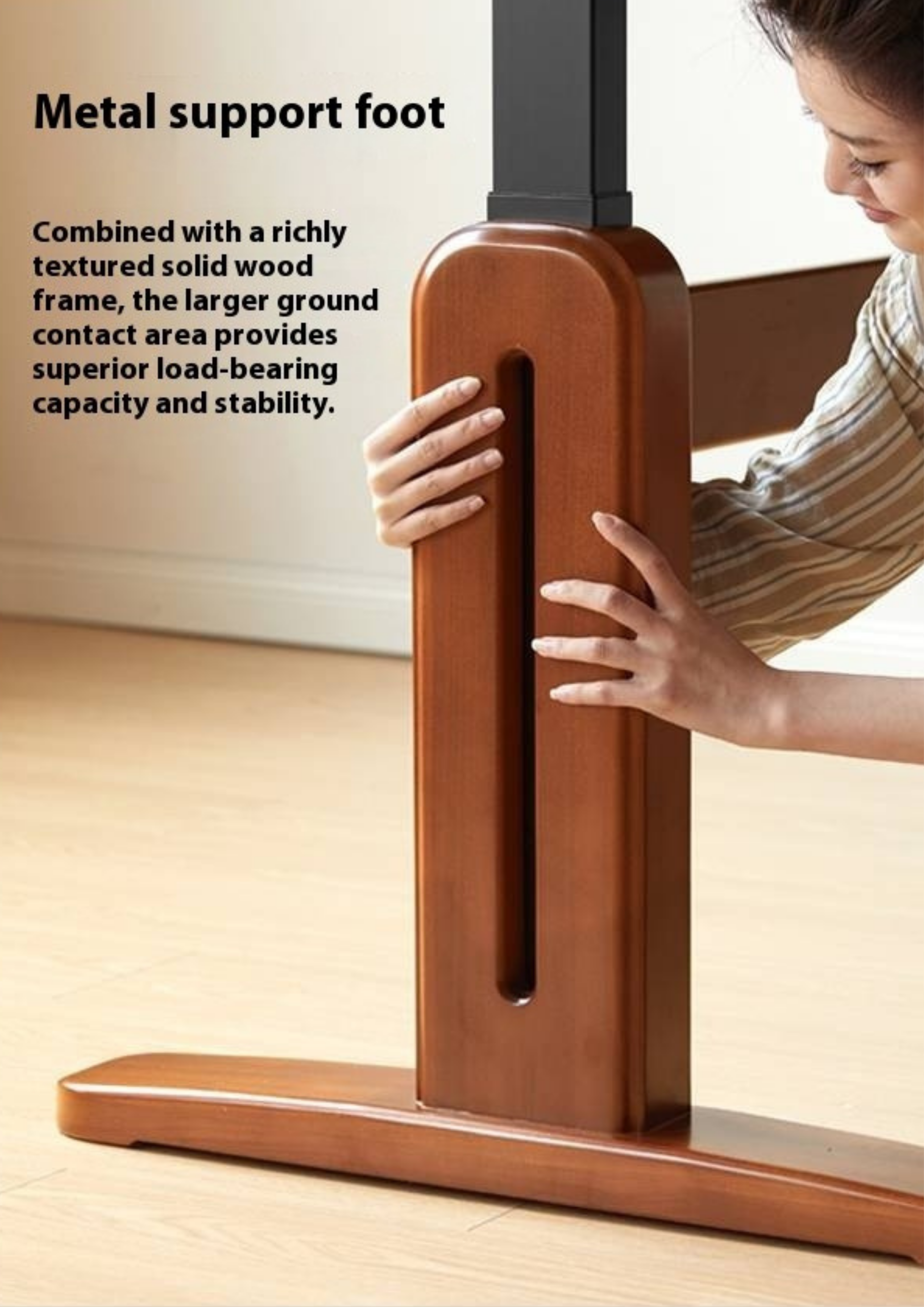 Pine Solid Wood Retro Electric Lift Desk