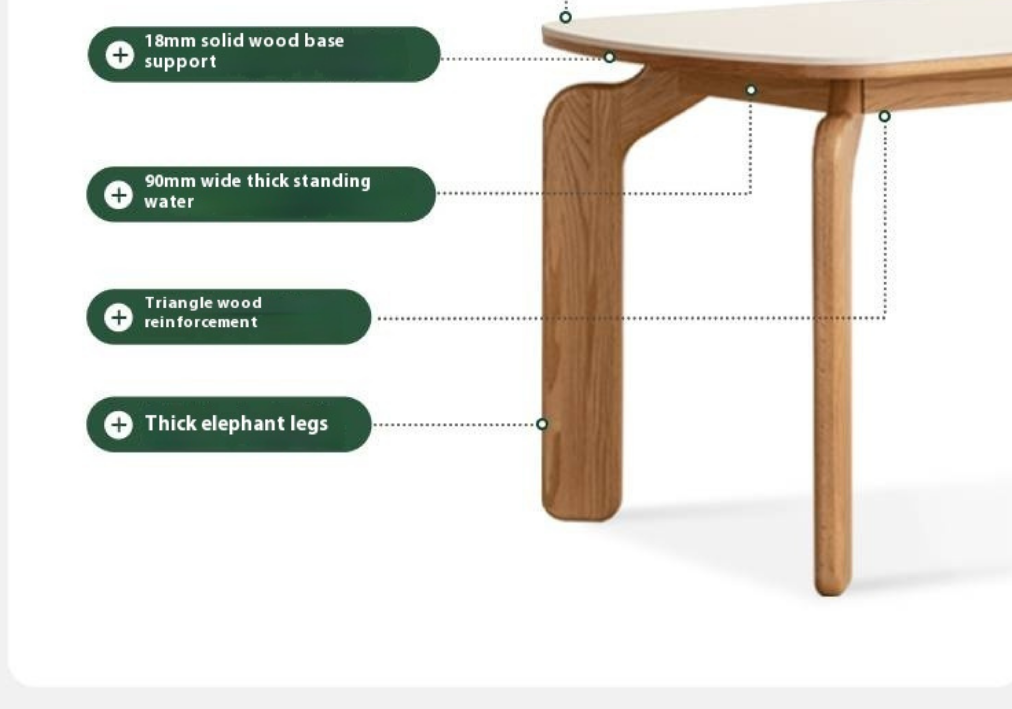 Oak Solid Wood Modern Rock Plate Dining Table