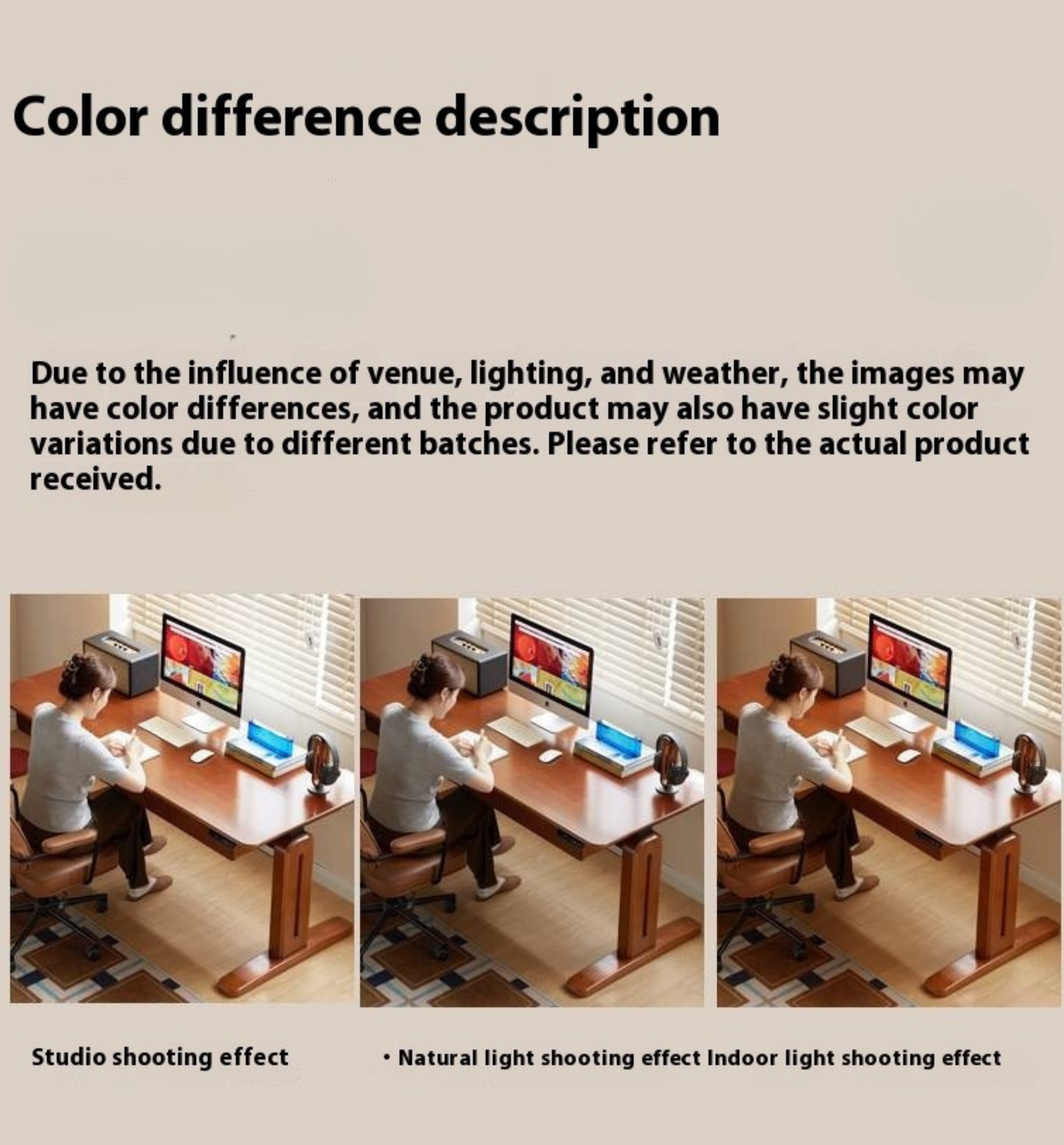 Pine Solid Wood Retro Electric Lift Desk