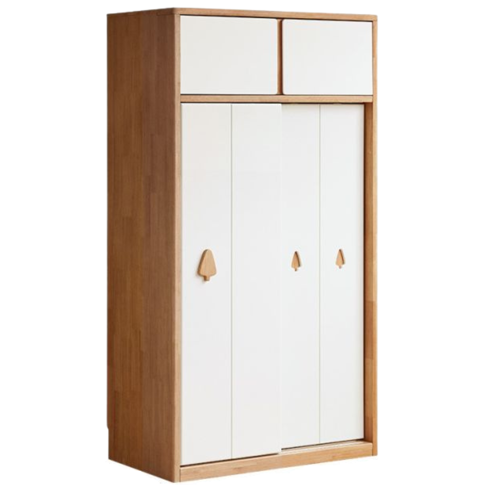 Solid Rubberwood Modern Children's Sliding Door Wardrobe