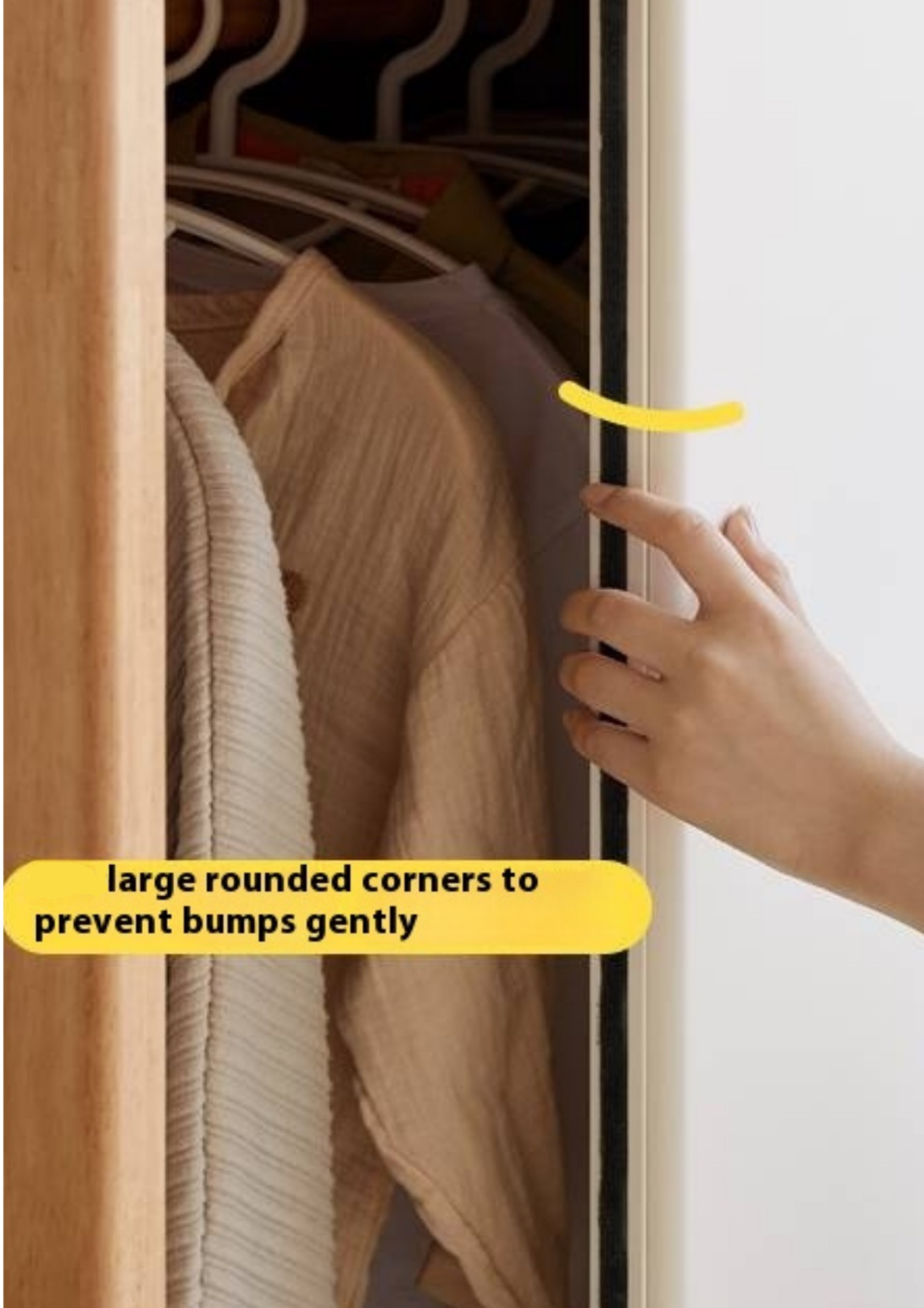 Solid Rubberwood Modern Children's Sliding Door Wardrobe