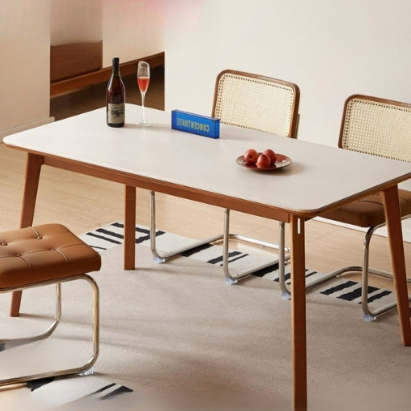 Tulipwood Solid Wood Rock Plate Dining Table