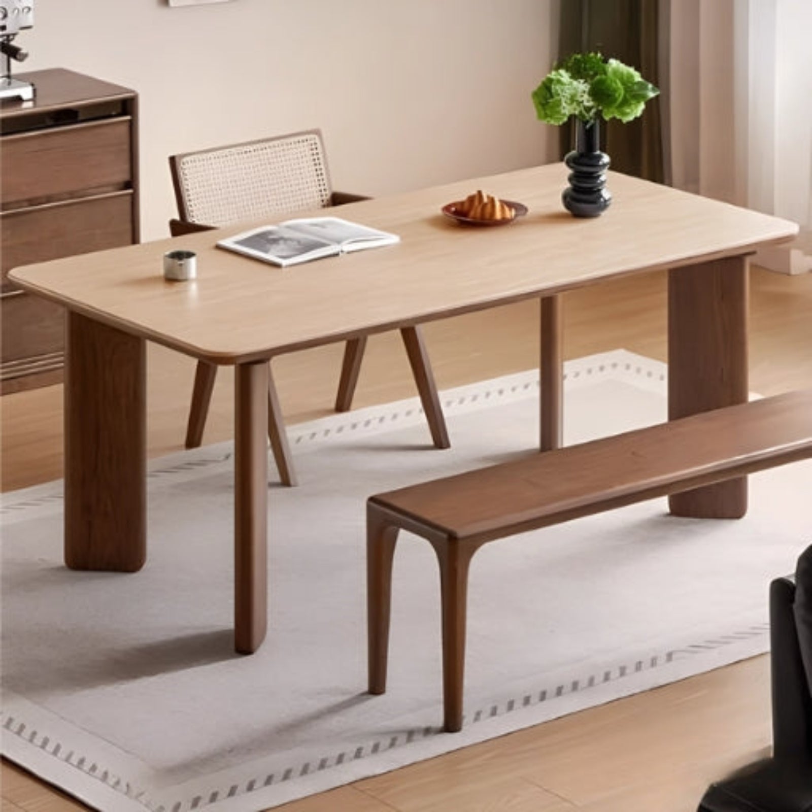 Black Walnut Solid Wood Rock Plate Dining Table