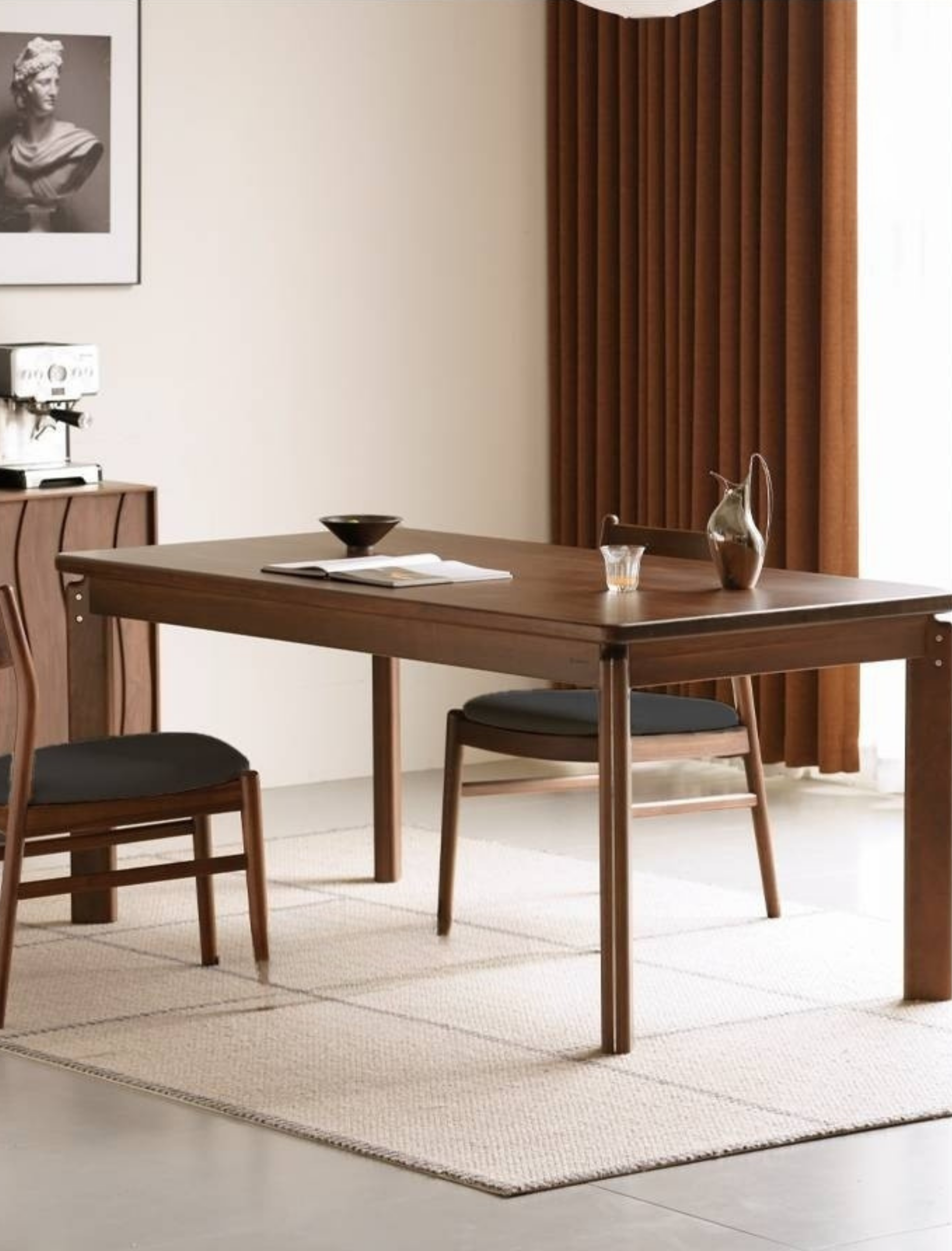 Black Walnut Solid Wood Retro Dining Table
