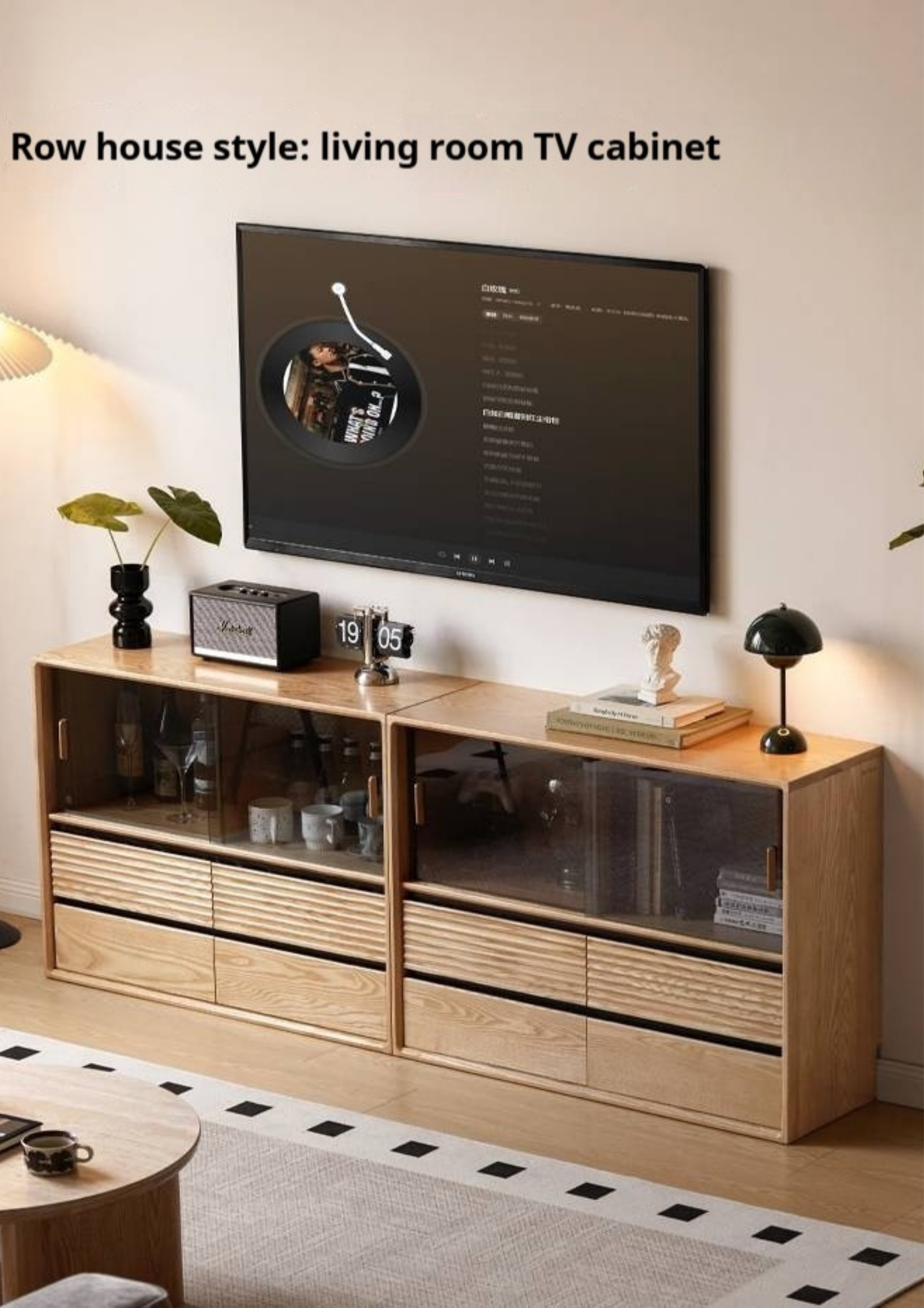 Ash Solid Wood Glass Storage Cabinet
