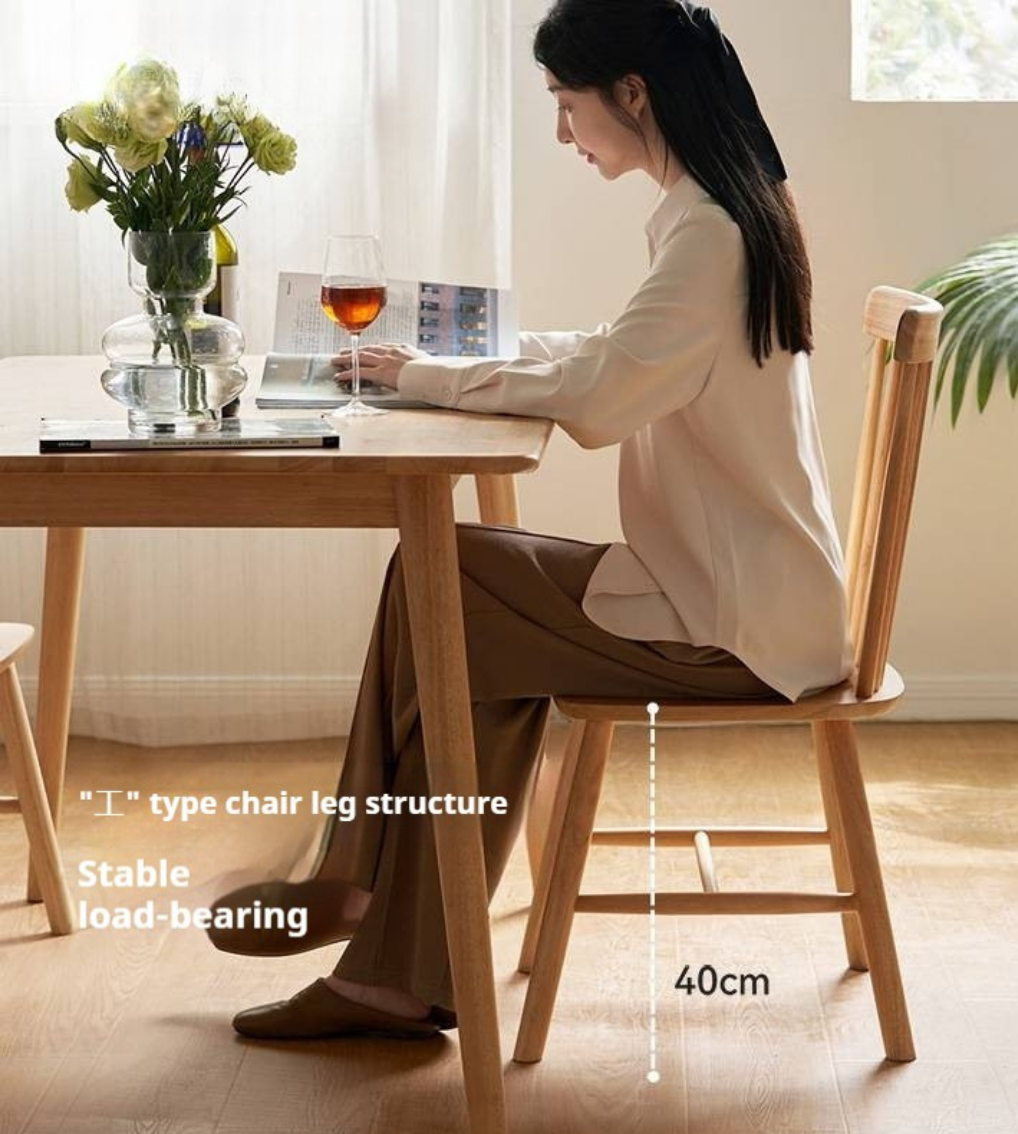 Set 4 pcs Solid RubberWood Modern Dining Chair