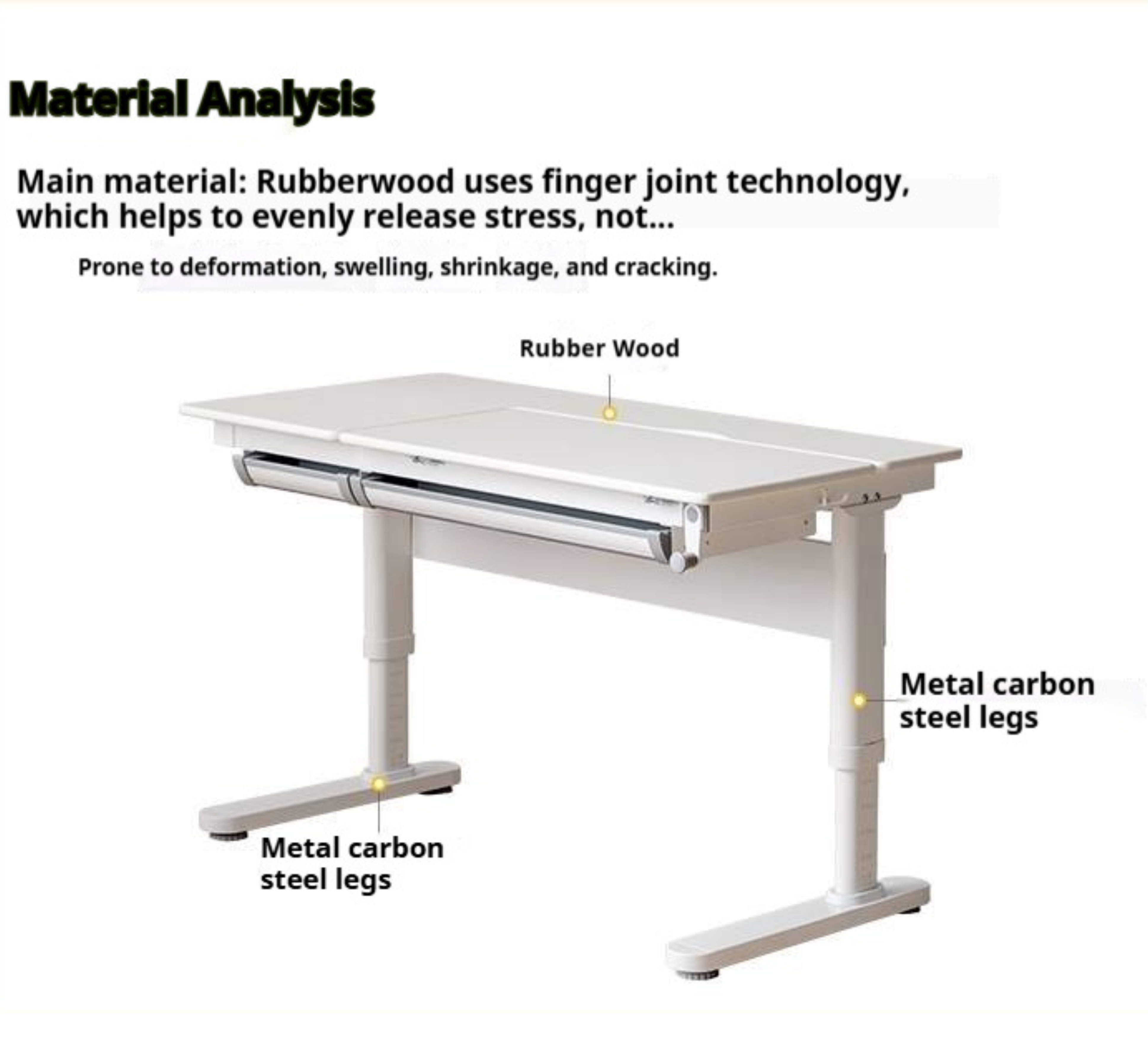 Solid RubberWood Solid Wood Сhildren's Liftable Desk