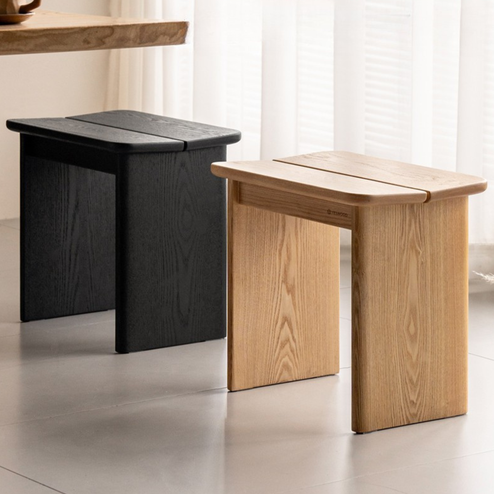 Ash Solid Wood Casual Square Stool