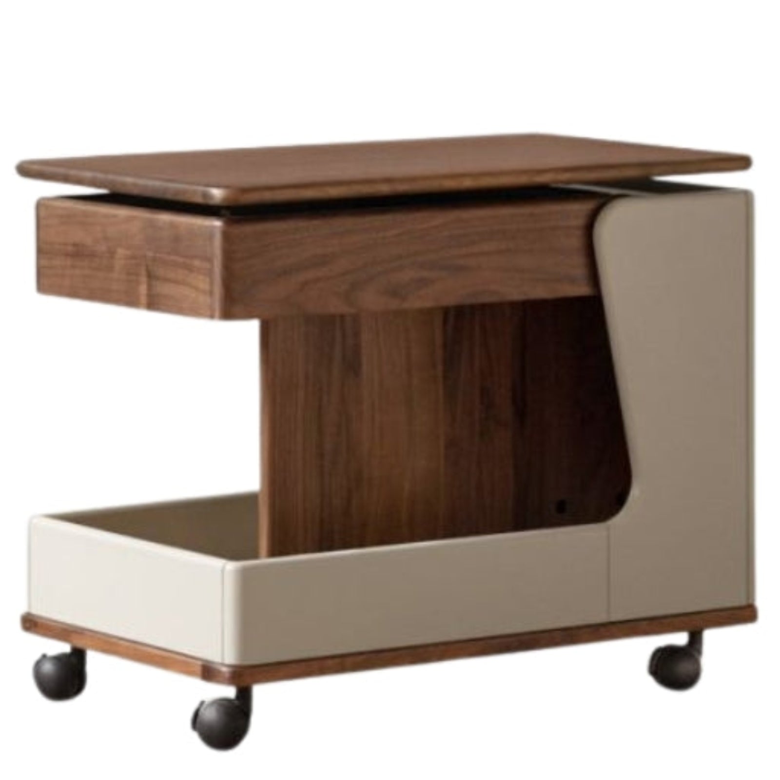 Black Walnut Solid Wood Liftable Rotating Mobile Side Table