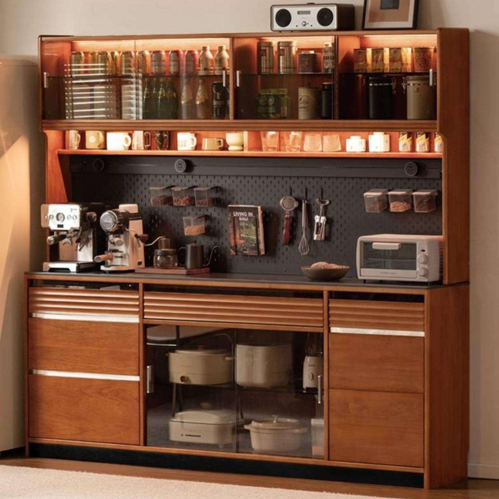 Tulipwood Solid Wood Bauhaus Rock Plate Sideboard