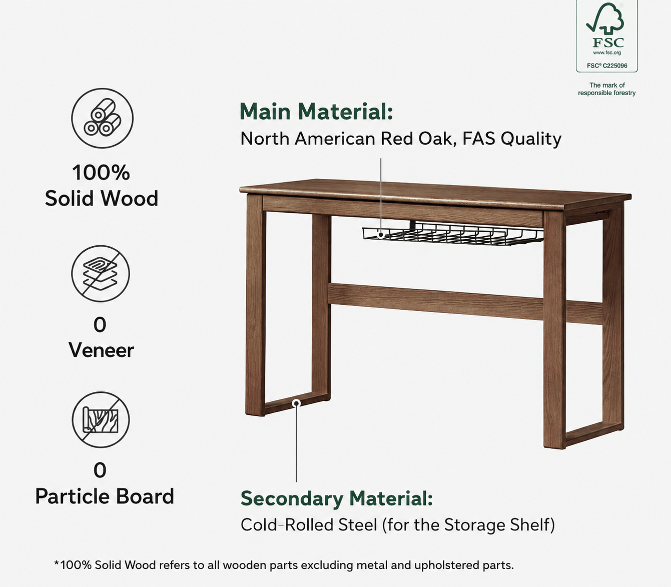 Oak Solid Wood Electric Elevating Desk