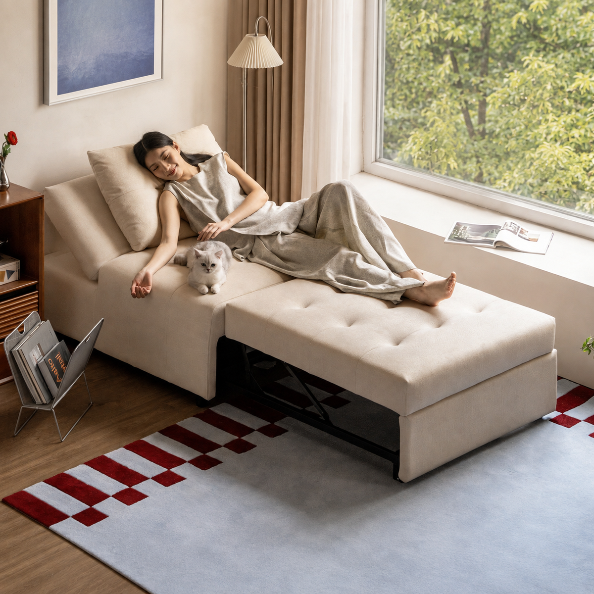 3-in-1 Convertible Sleeper Chair with Adjustable Backrest