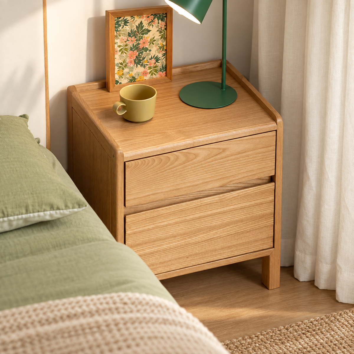 Ash Solid Wood Small Nightstand