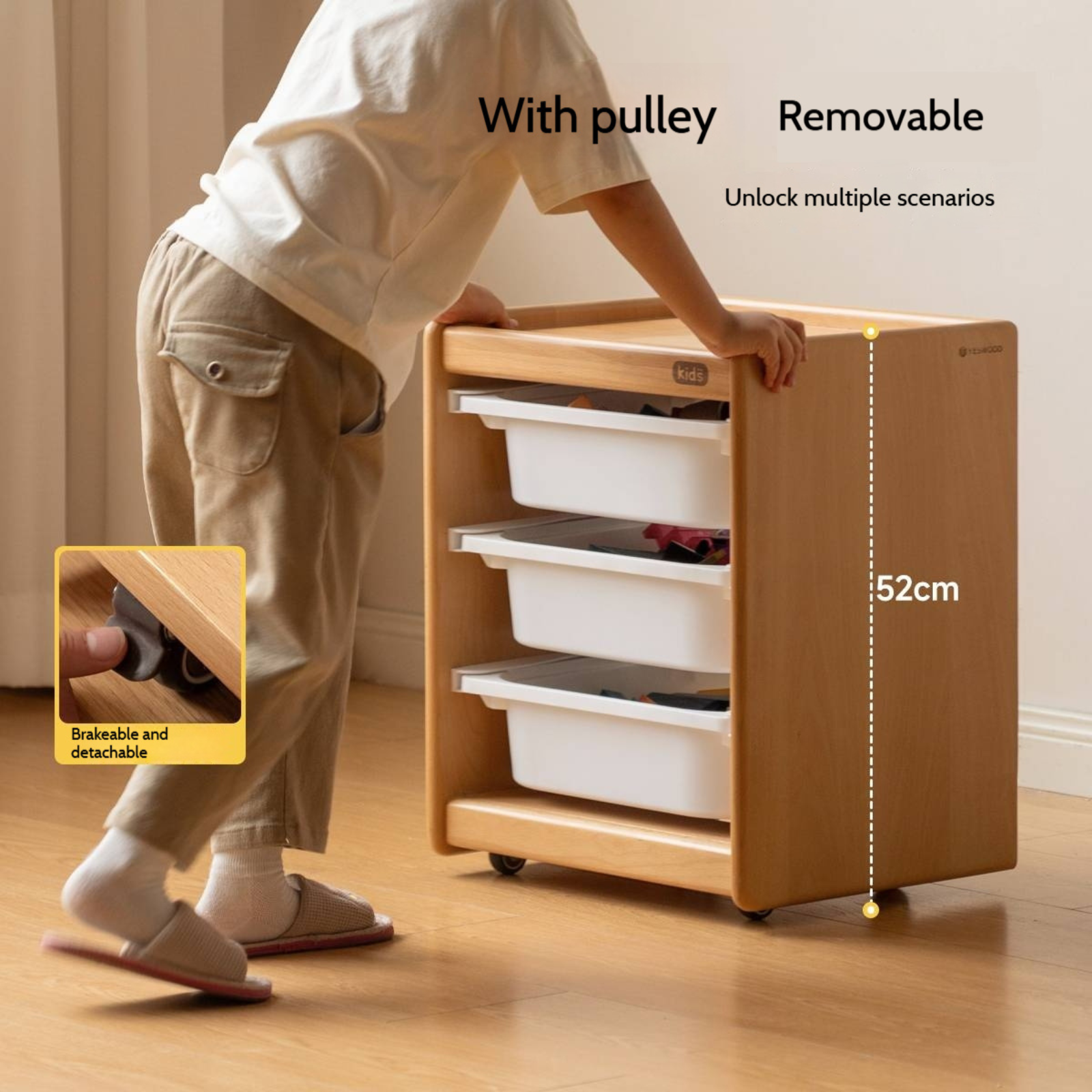 Beech Solid Wood Modern Minimalist Children's Nightstand