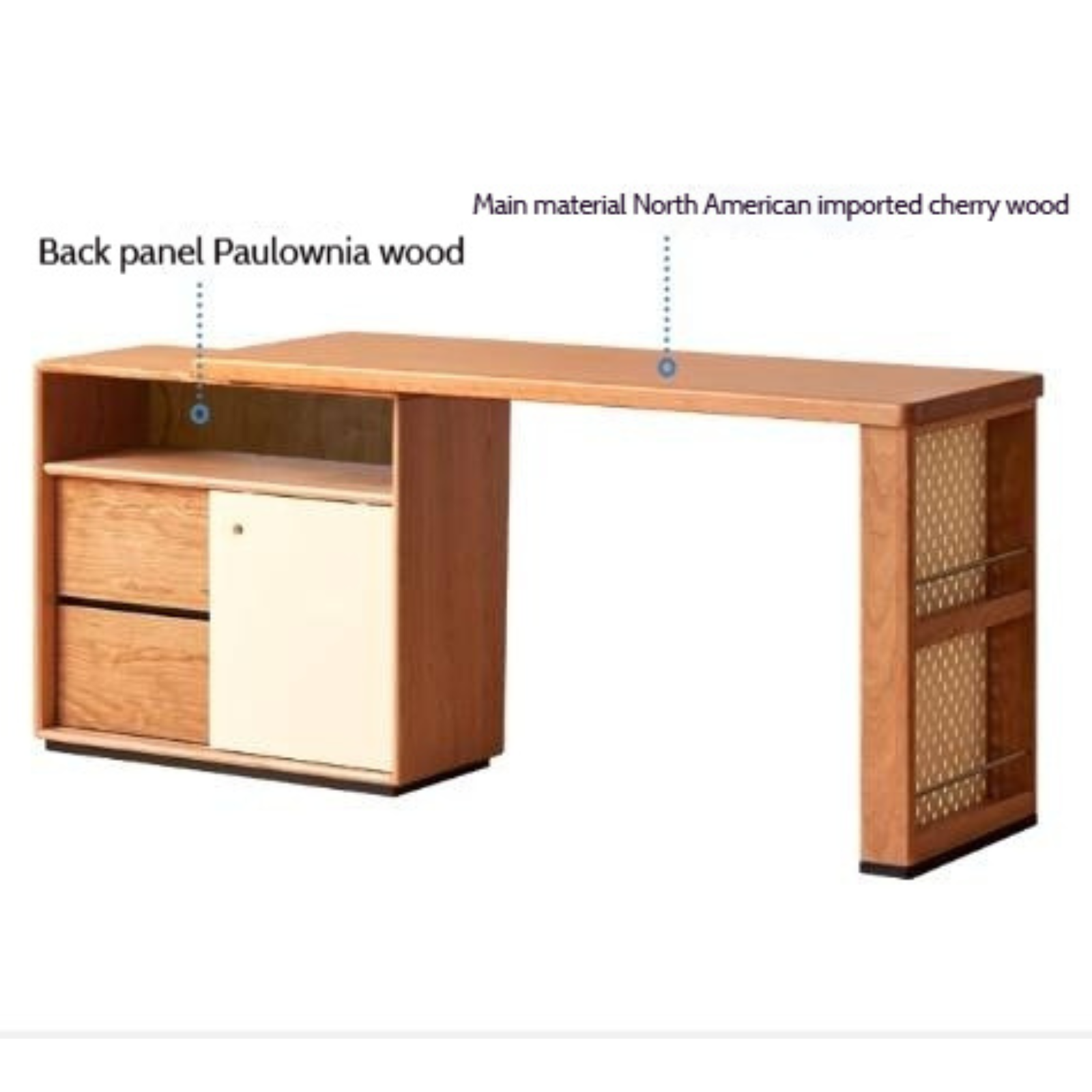 Cherry Solid Wood Vintage Style Office Desk