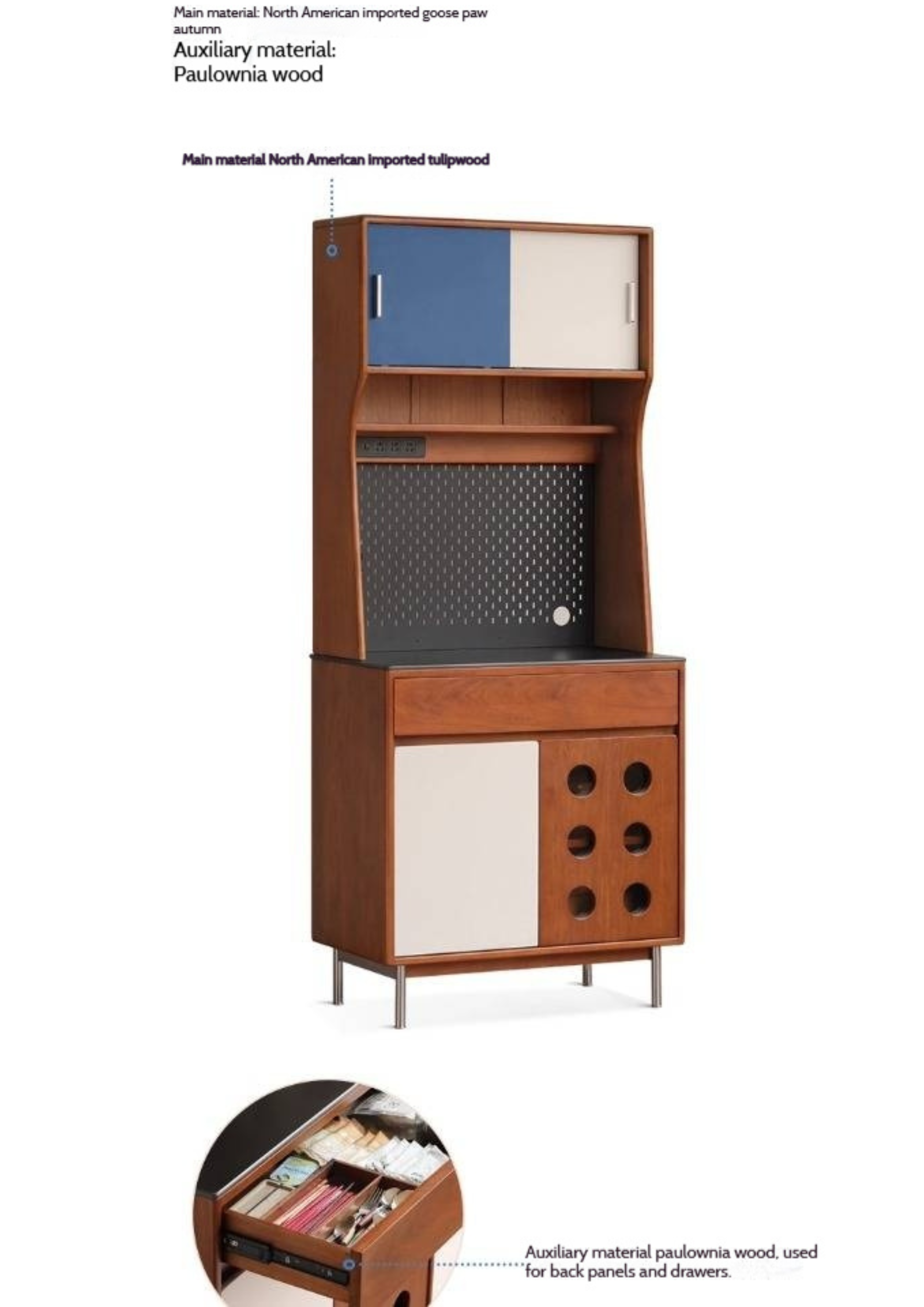 Tulipwood Solid Wood Medieval Style Sideboard