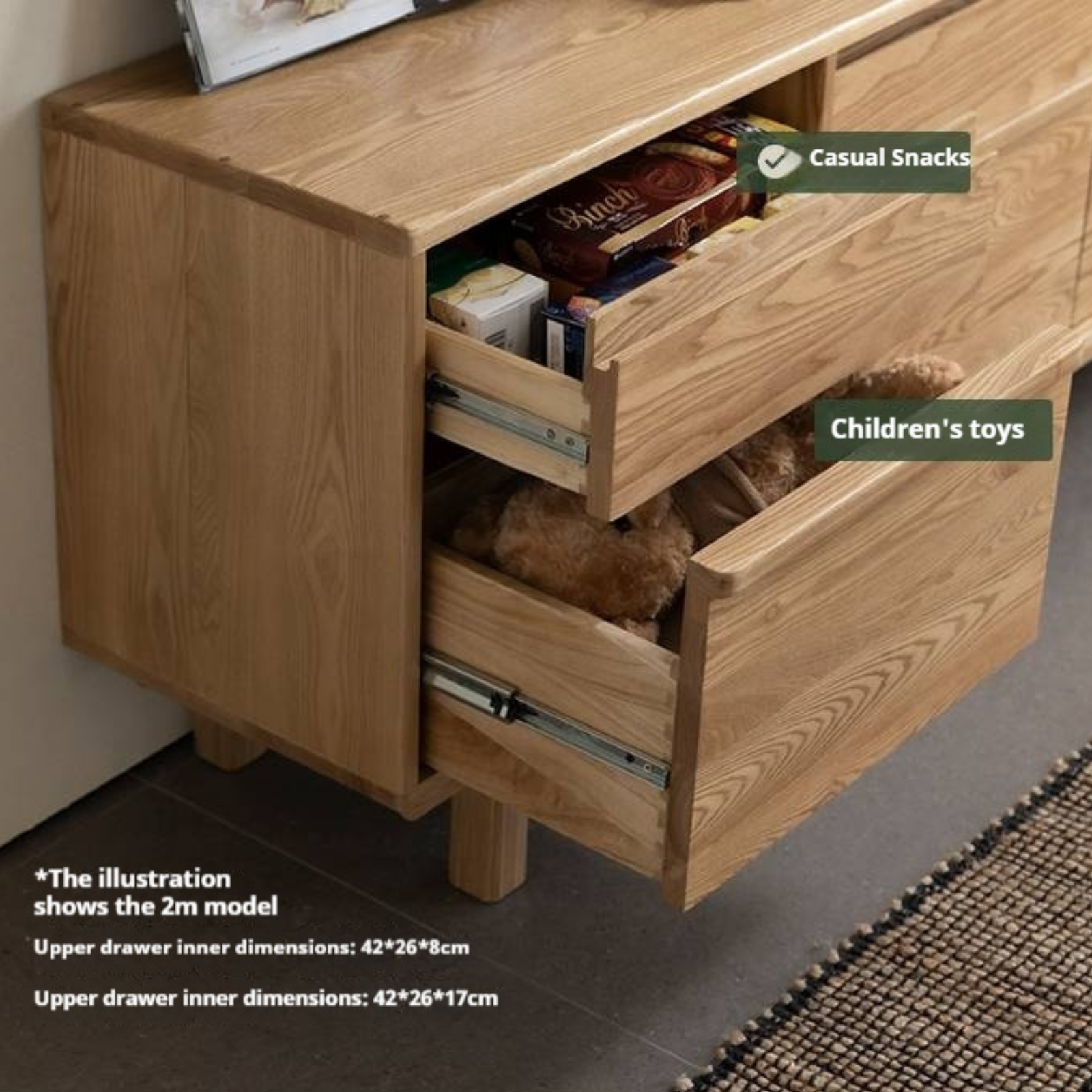 Ash Solid Wood Wabi-Sabi Style TV Cabinet