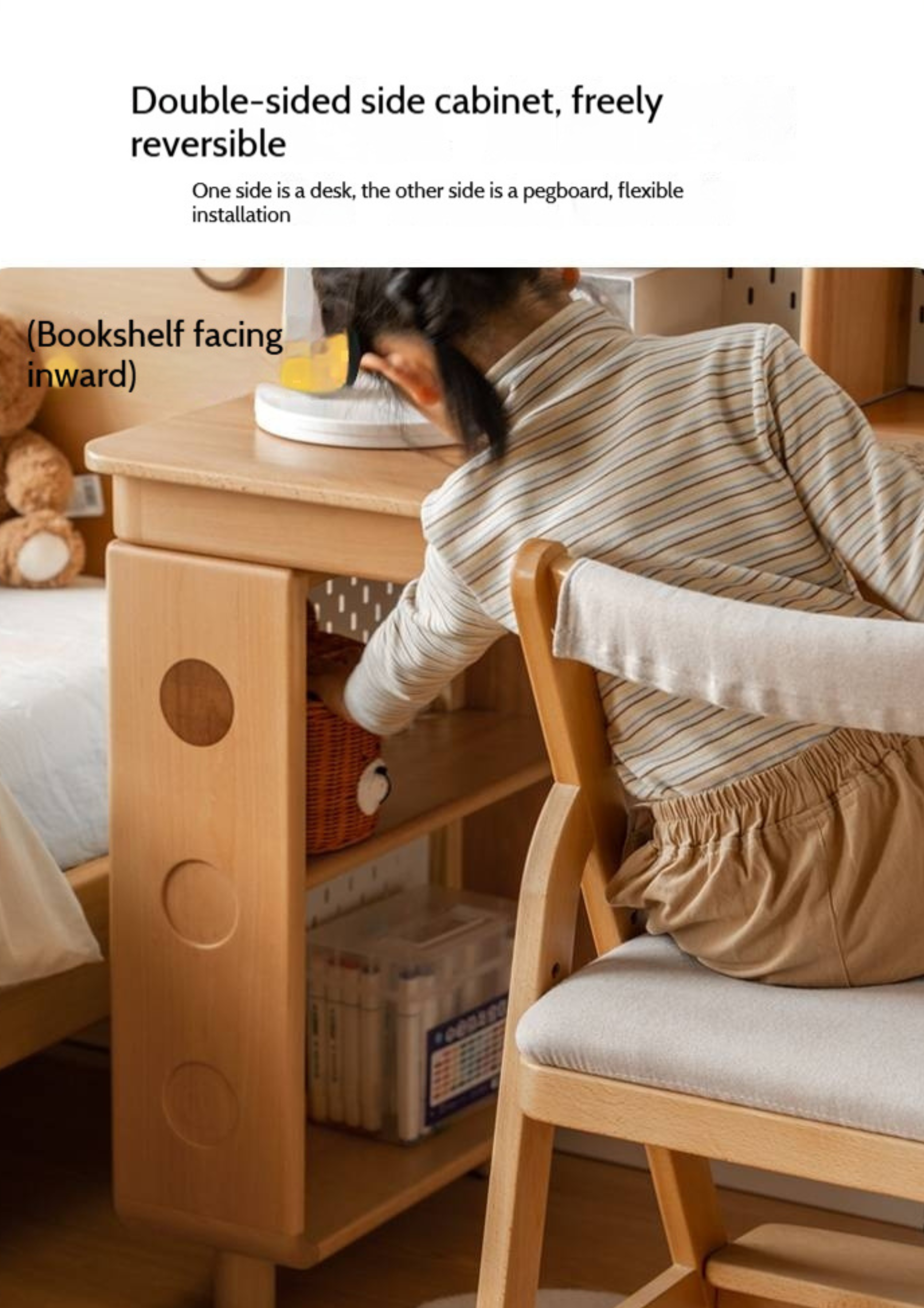 Beech Solid Wood Children's Learning Desk Bookshelf Integrated