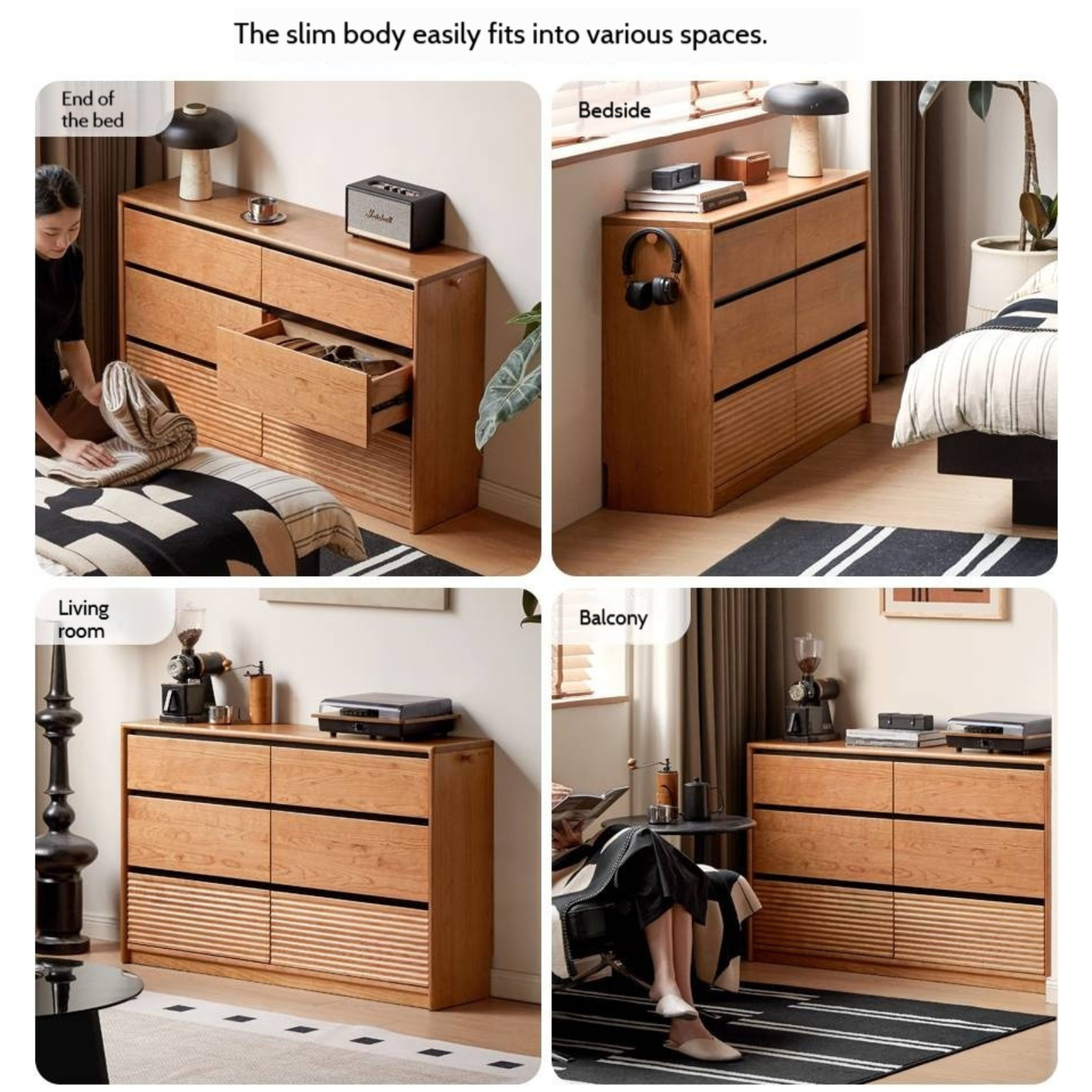 Cherry Solid Wood Retro Six-Drawer Chest