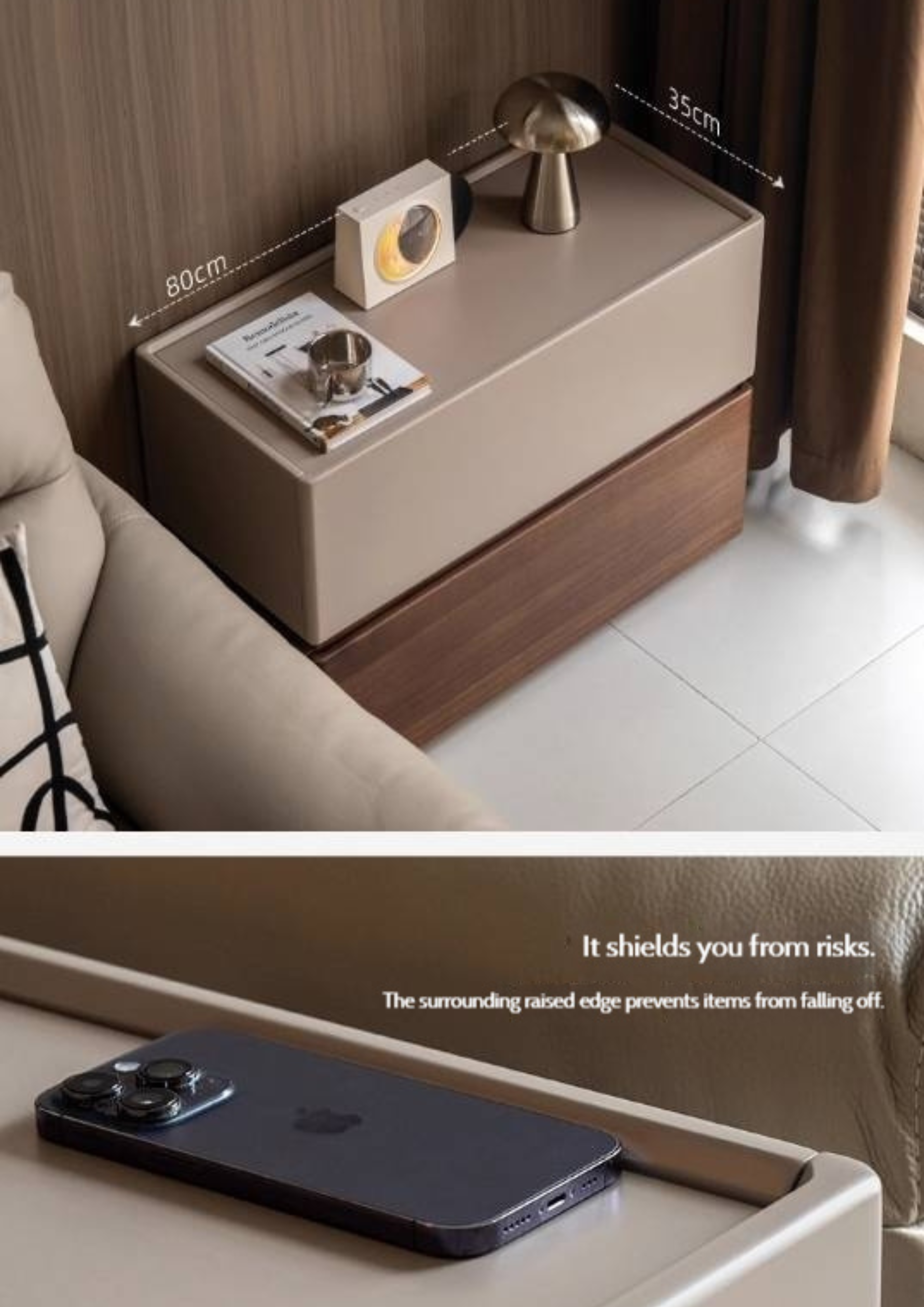 Black Walnut Solid Wood Italian Light Luxury Style Side Table