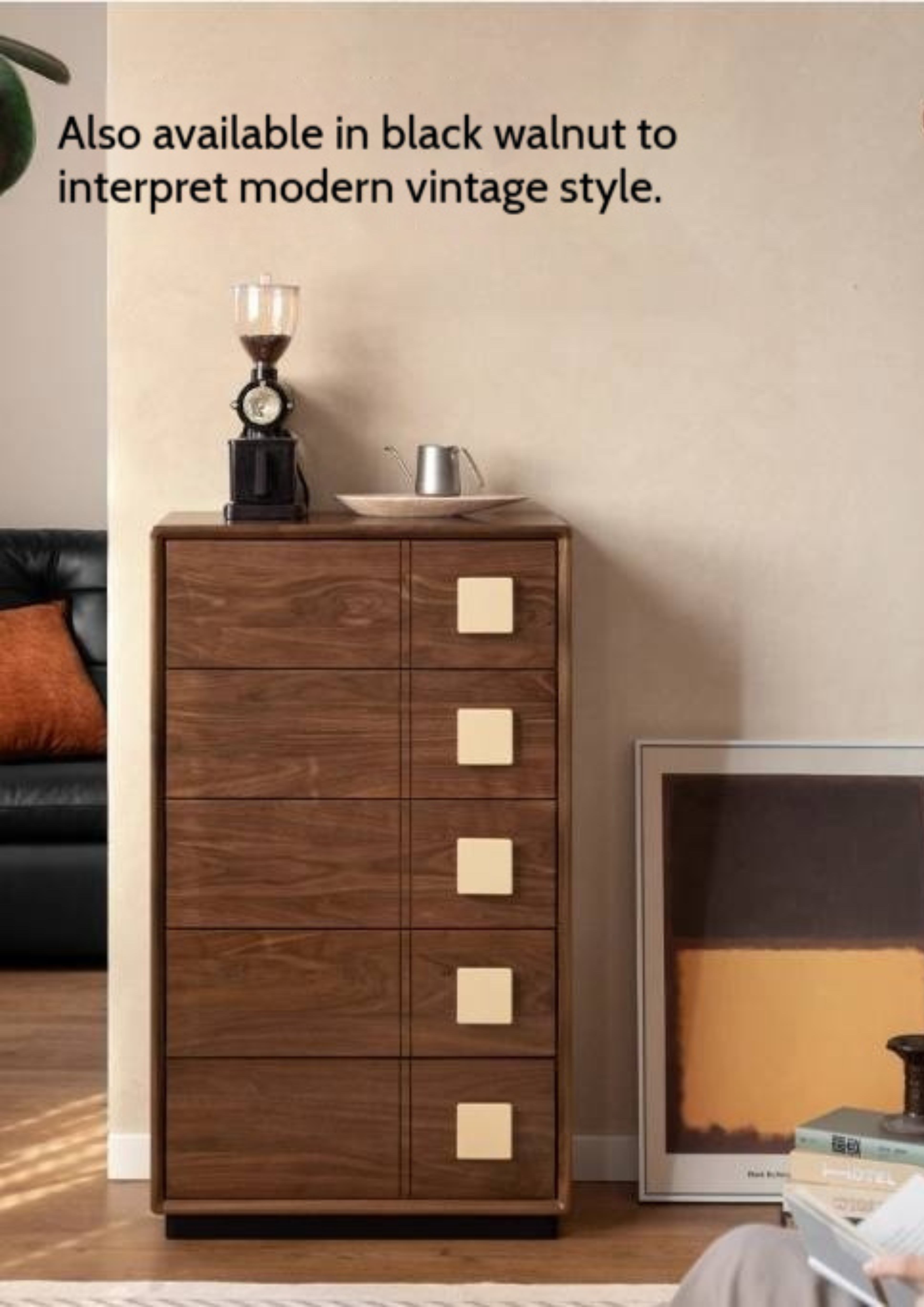 Cherry Solid Wood Retro Five-Drawer Chest