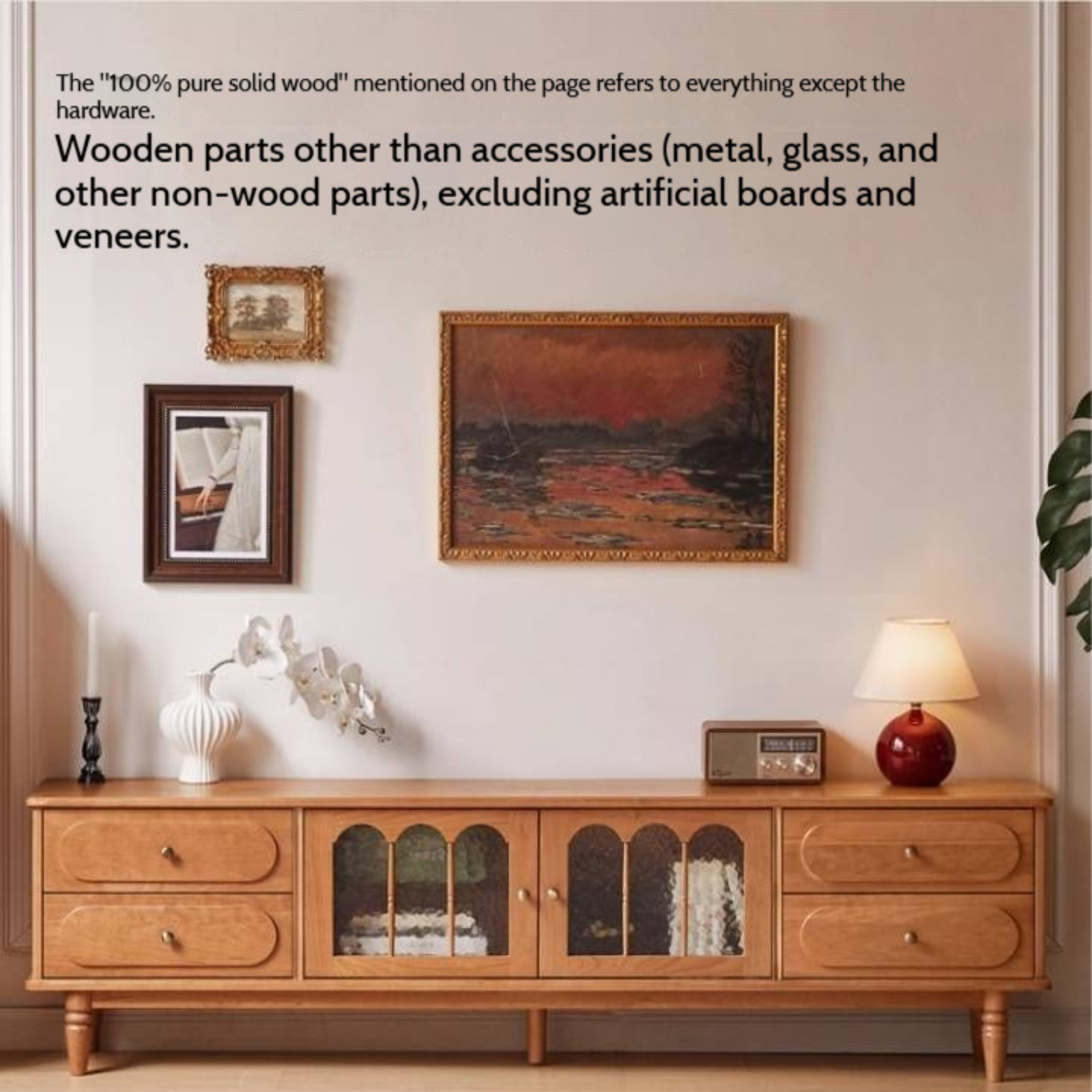 Cherry Solid Wood Style French Retro TV Stand