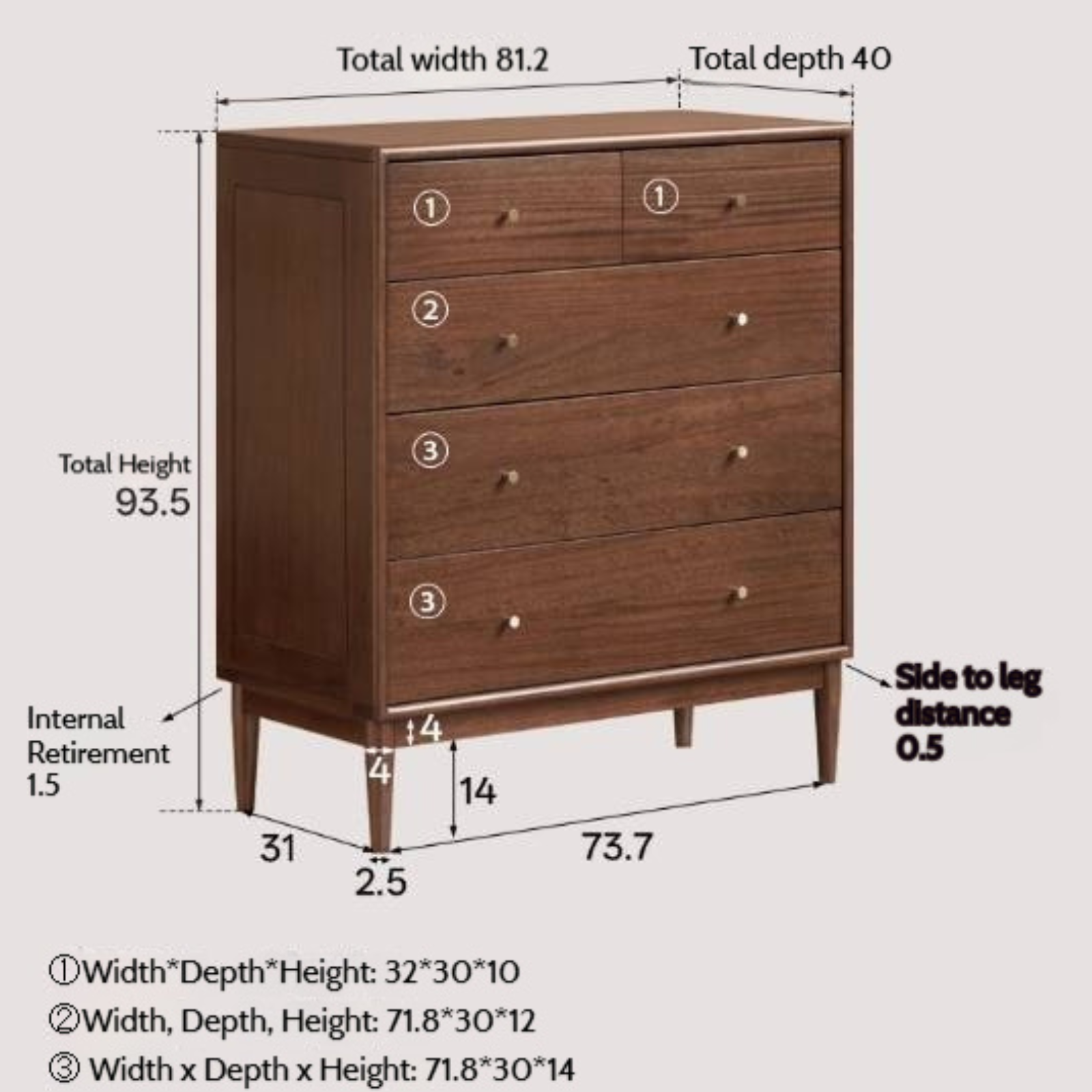 Red Zebrawood Solid Wood Modern Minimalist Chest of Drawers