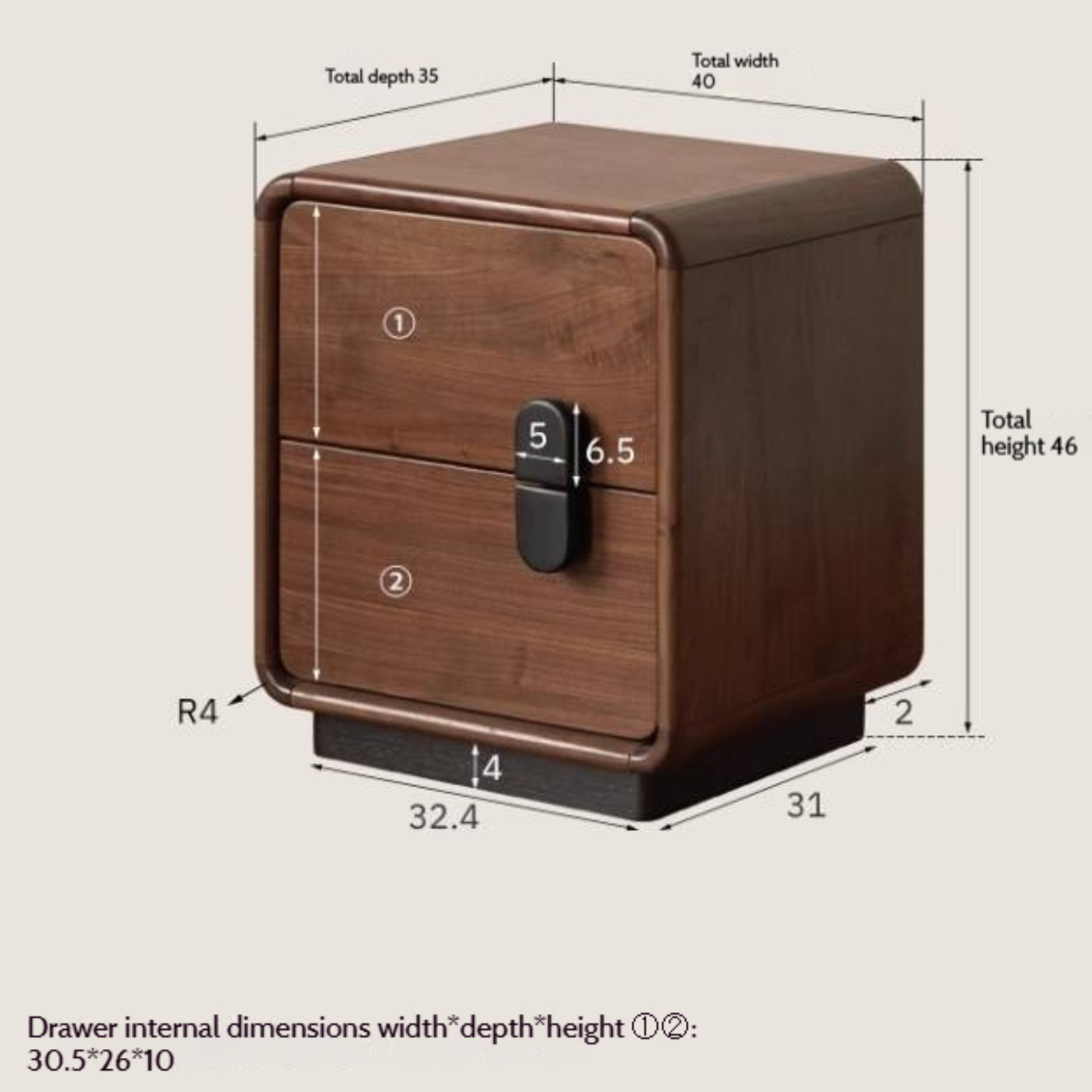 Black Walnut Solid Wood Italian Light Luxury Nightstands