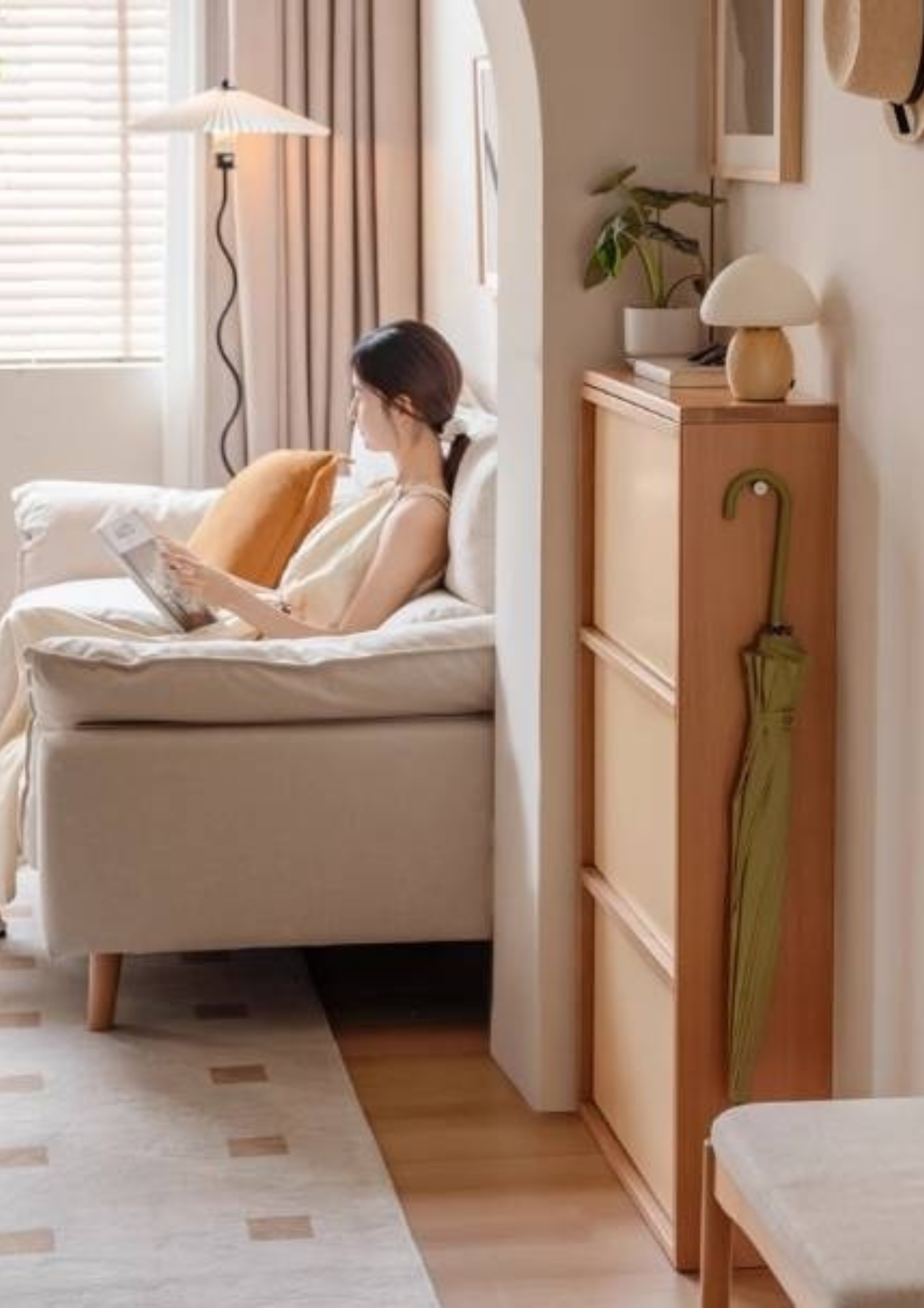 Beech Solid Wood Shoe Cabinet Hallway Cabinet