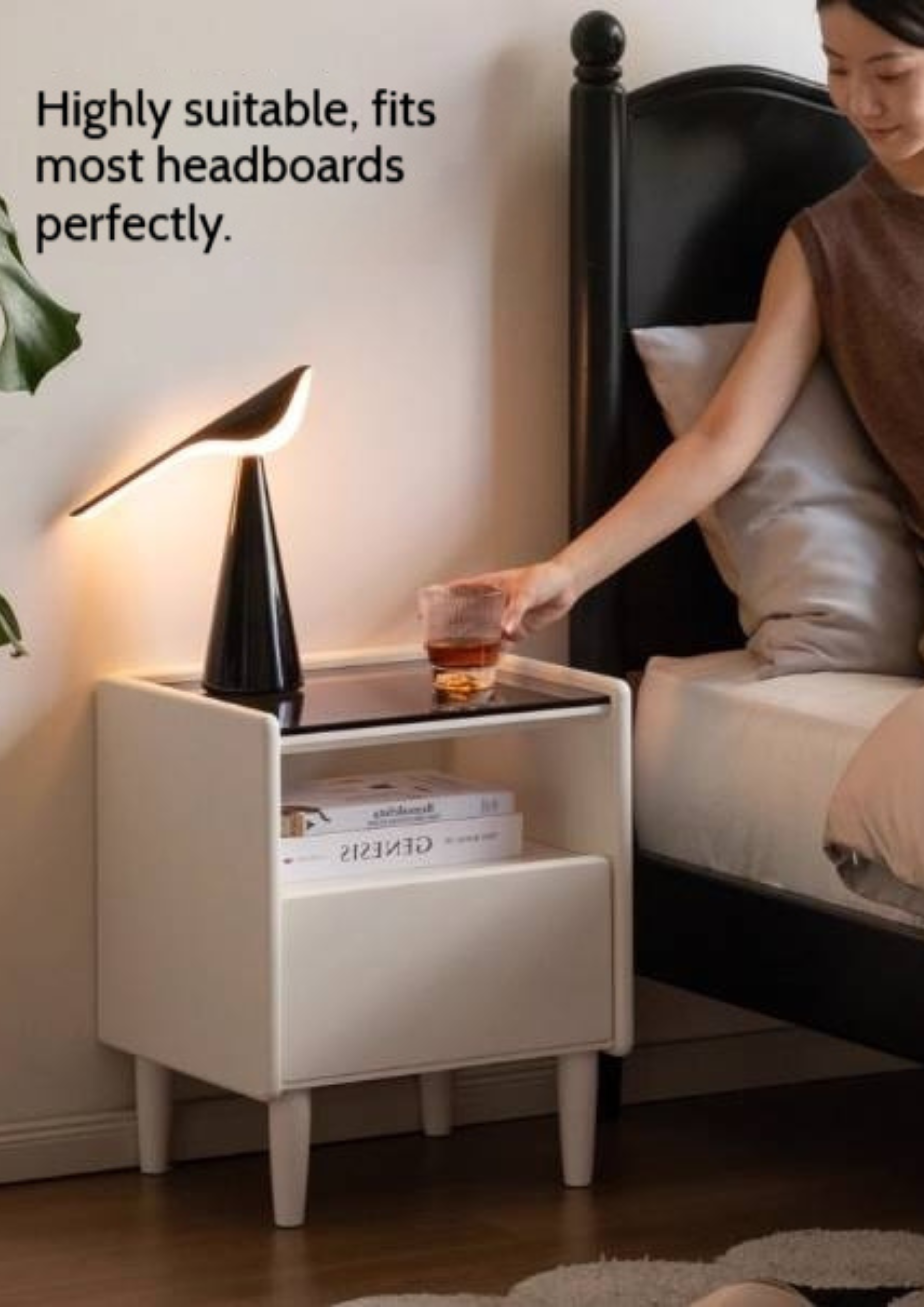 Solid Rubberwood Modern Nightstand