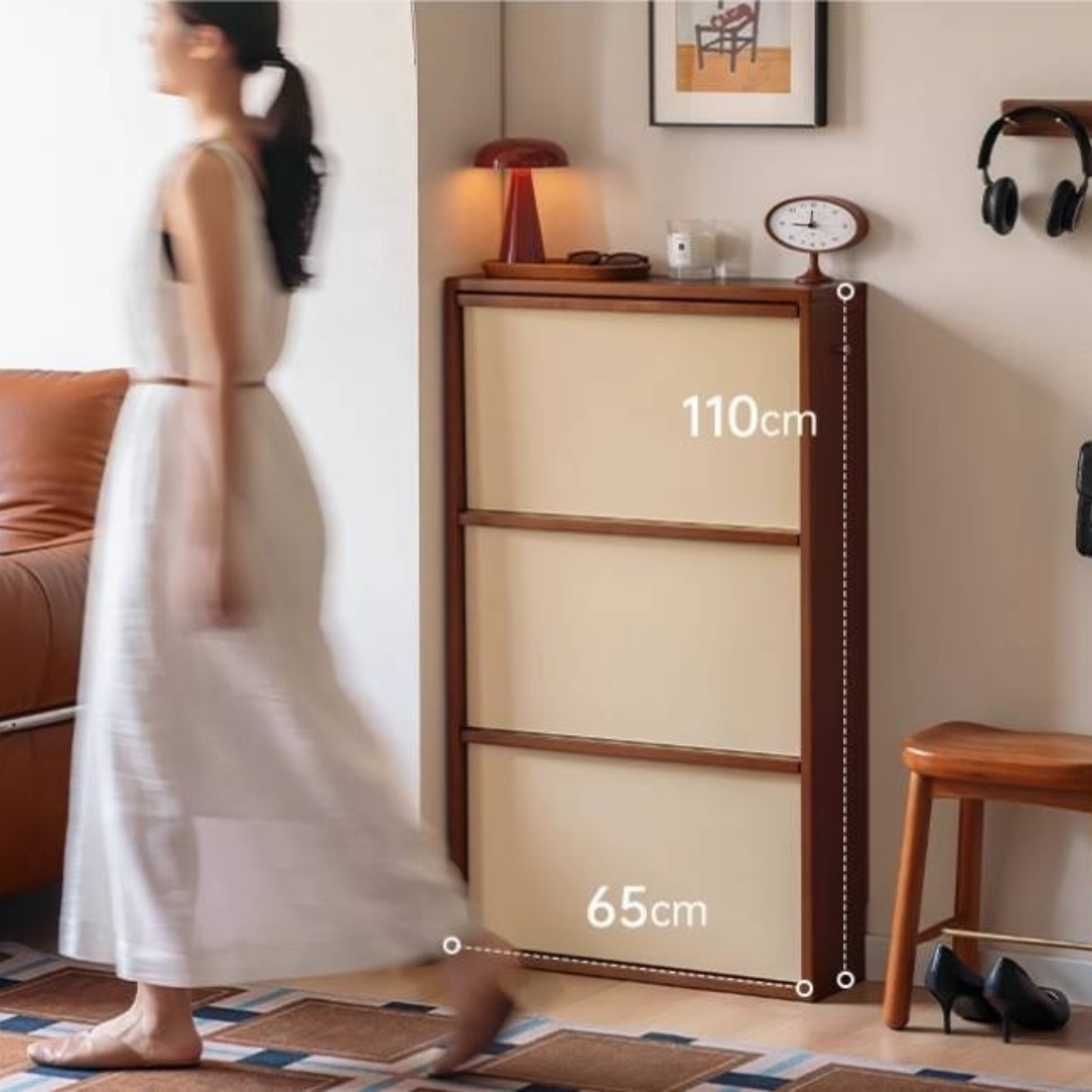 Poplar Solid Wood Middle Ages Style Shoe Cabinet