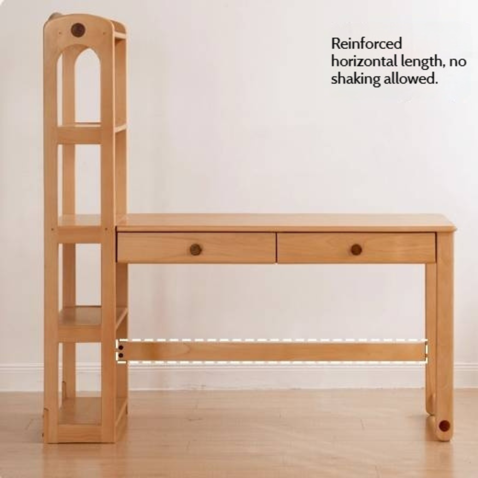 Beech Solid Wood Children's Desk and Bookshelf