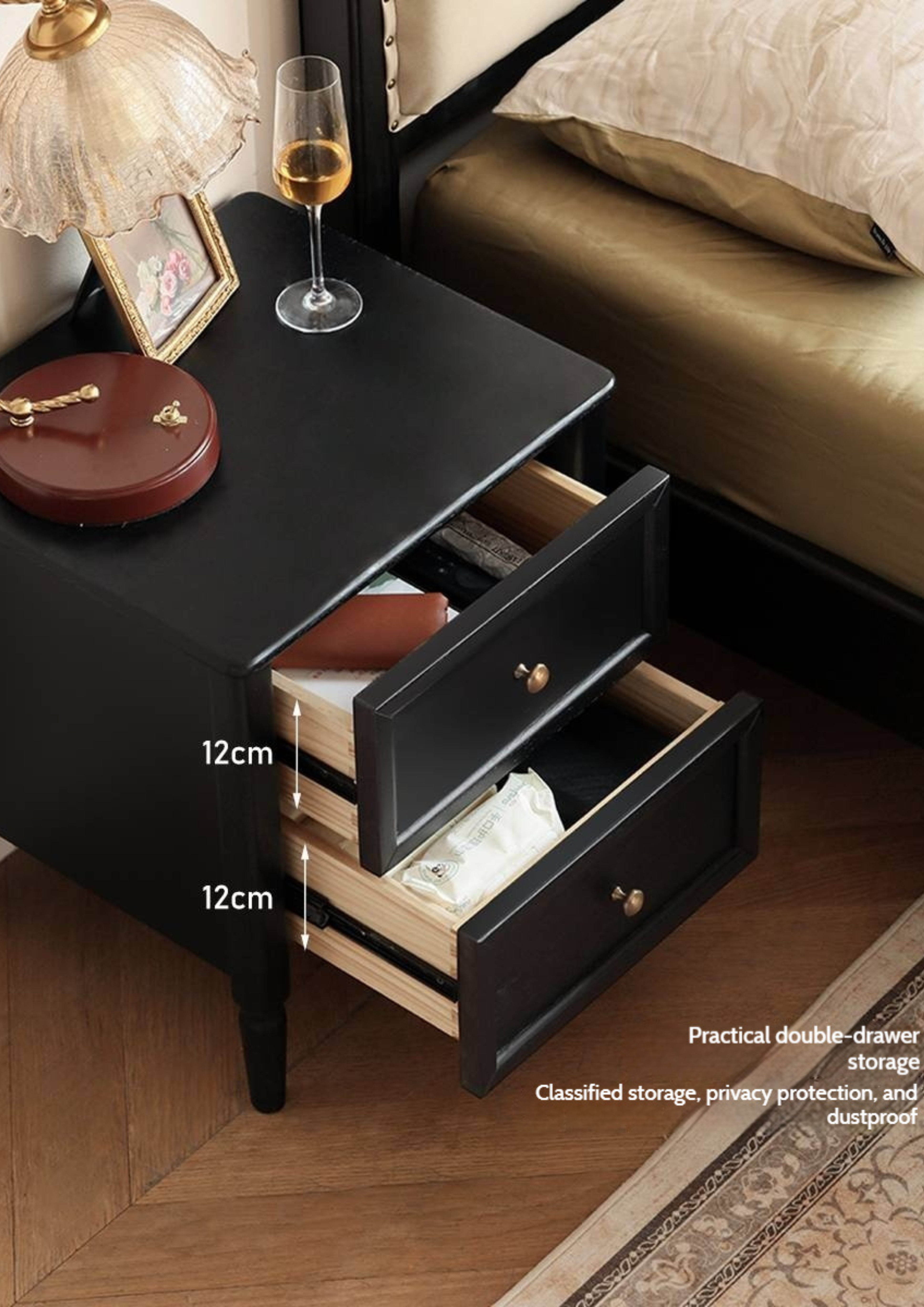 Solid Rubberwood Retro Style, American Style Nightstand