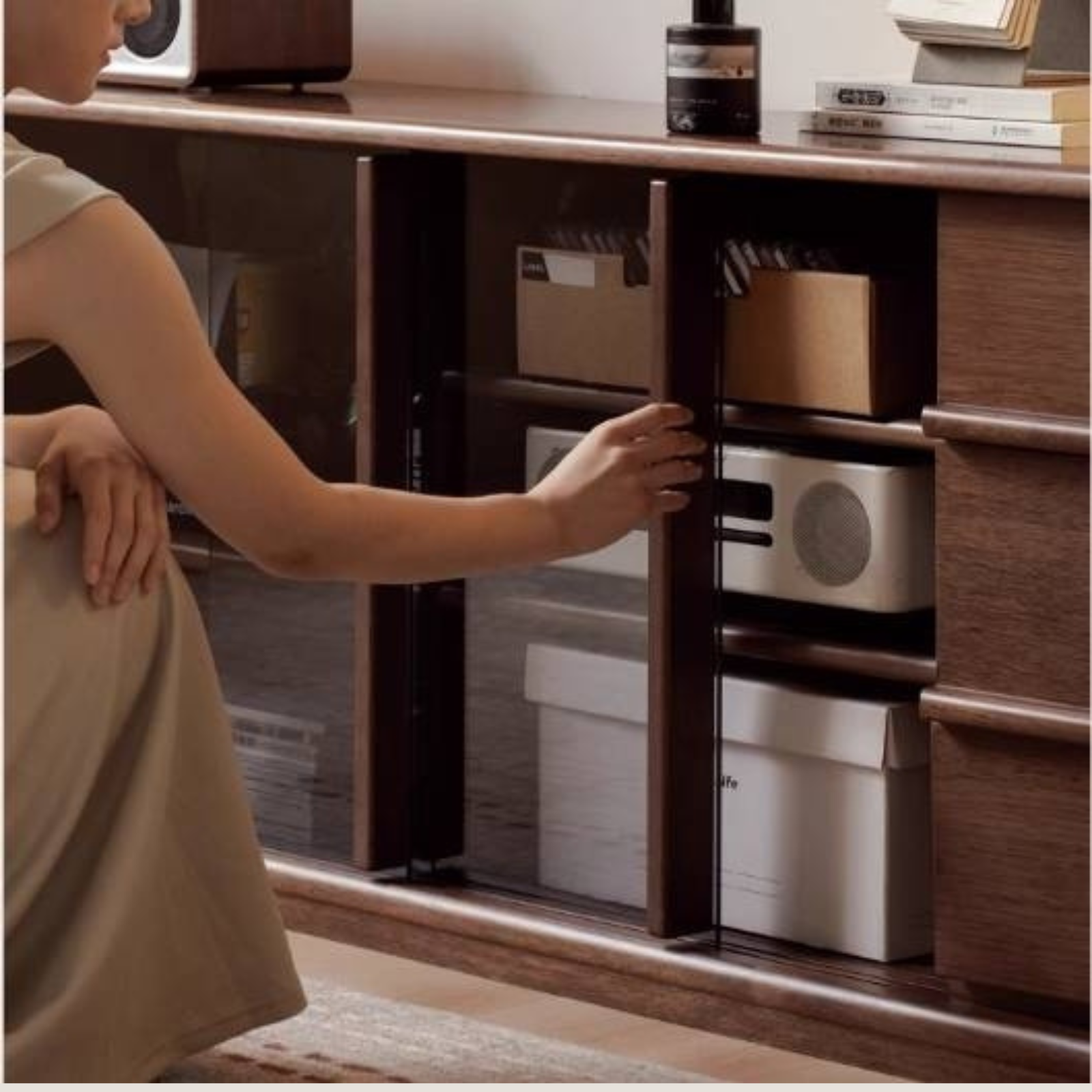 Golden Sandalwood Solid Wood TV Cabinet