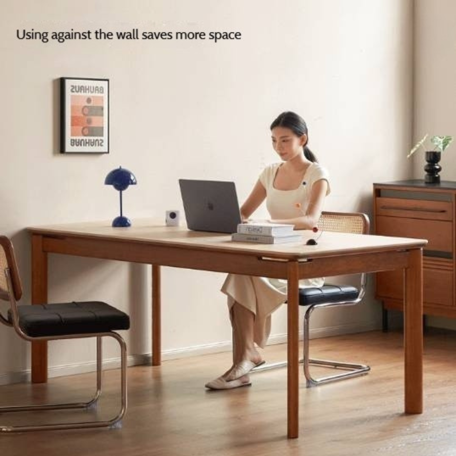 Tulipwood Solid Wood Vintage Style Restaurant Stone Slab Dining Table