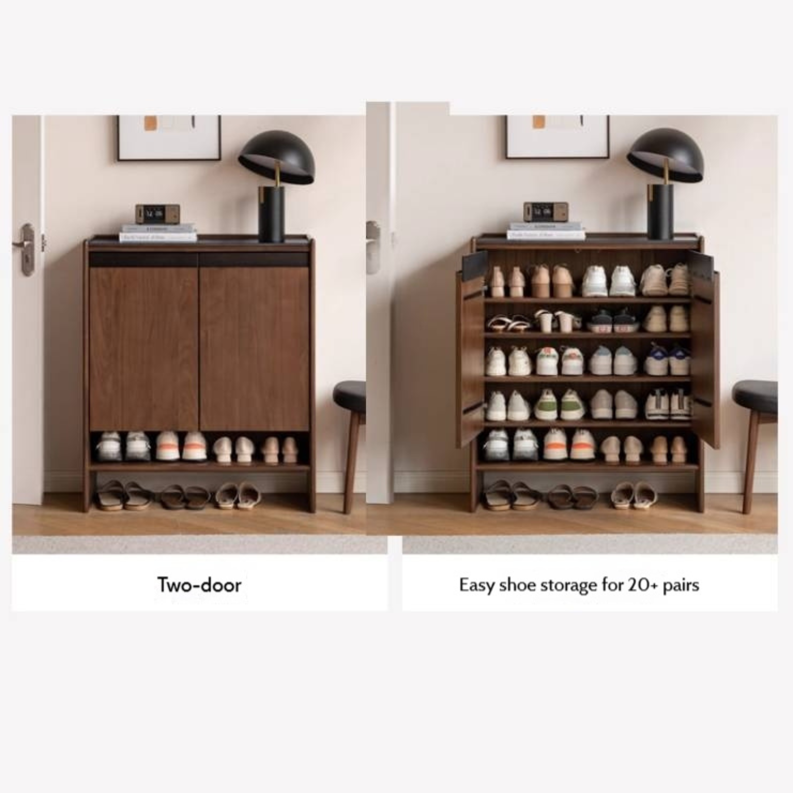 Oak Solid Wood Modern Rock Board Shoe Cabinet