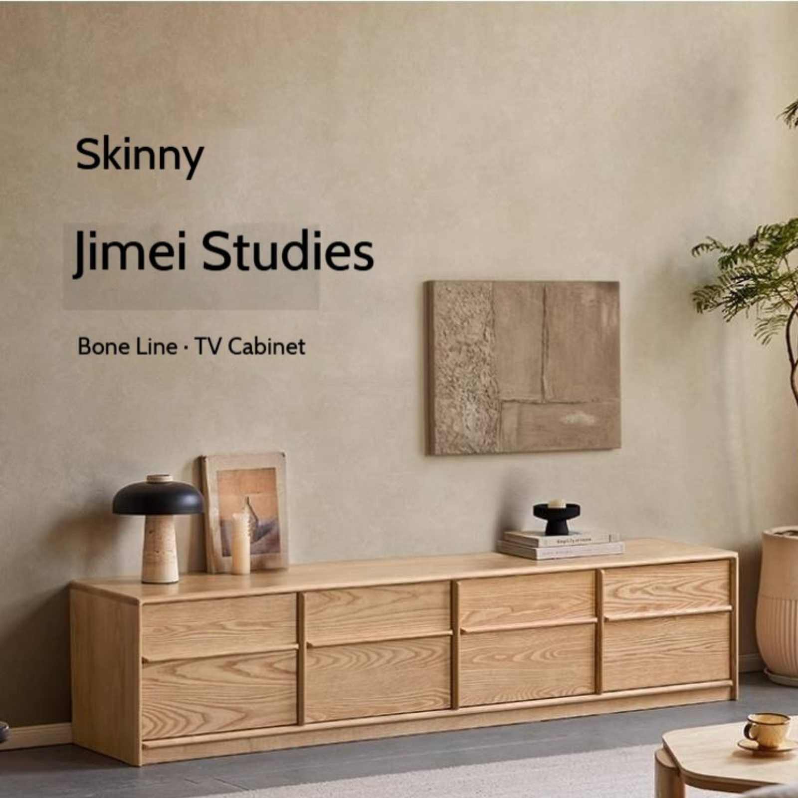 Ash Solid Wood Wabi-Sabi Style TV Cabinet