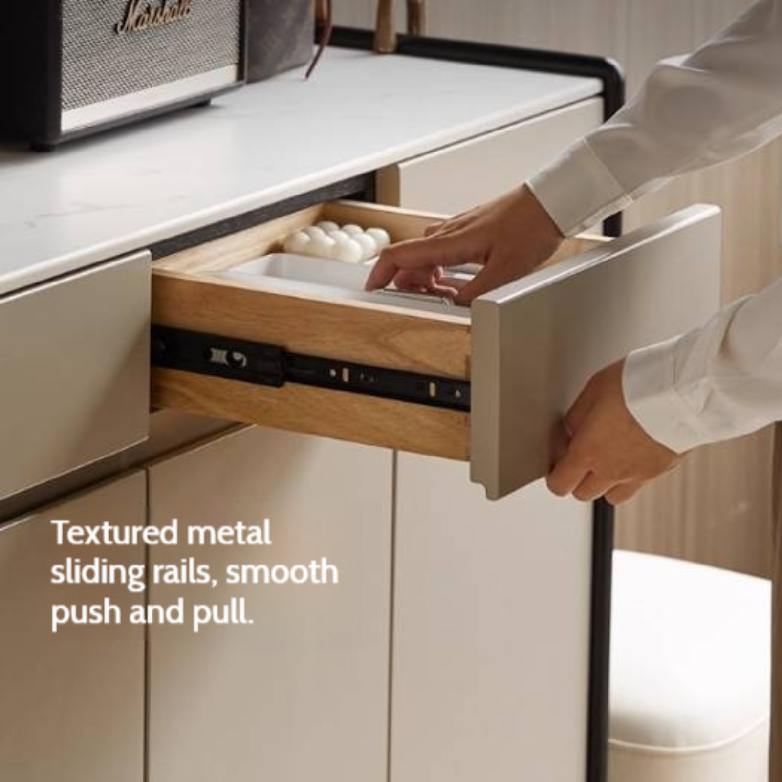 Oak, Rubberwood Solid Wood Porch Cabinet, Shoe Cabinet Slate Top