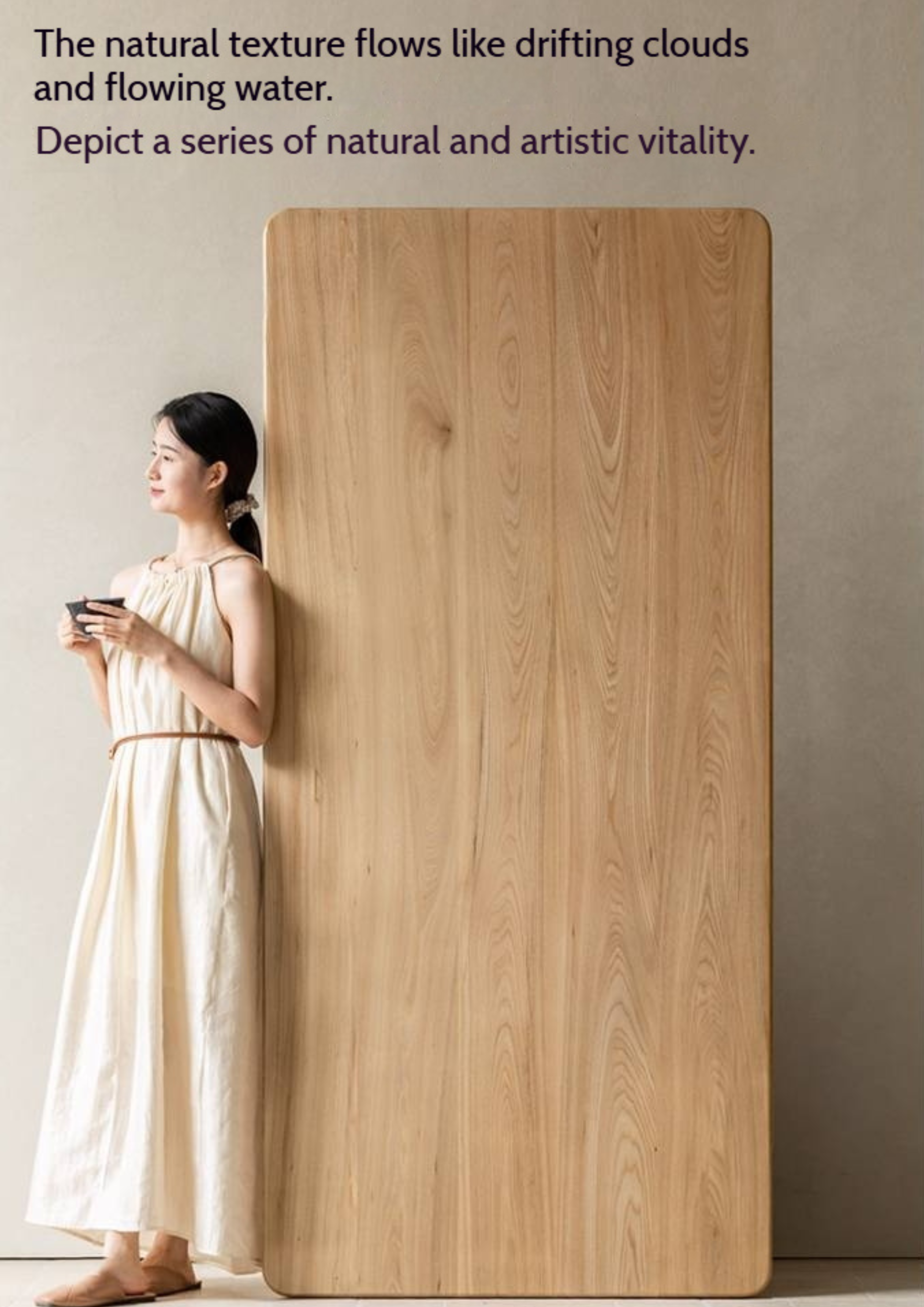 Ash, Oak, Elm Solid Wood Wabi Sabi Style Dining Table