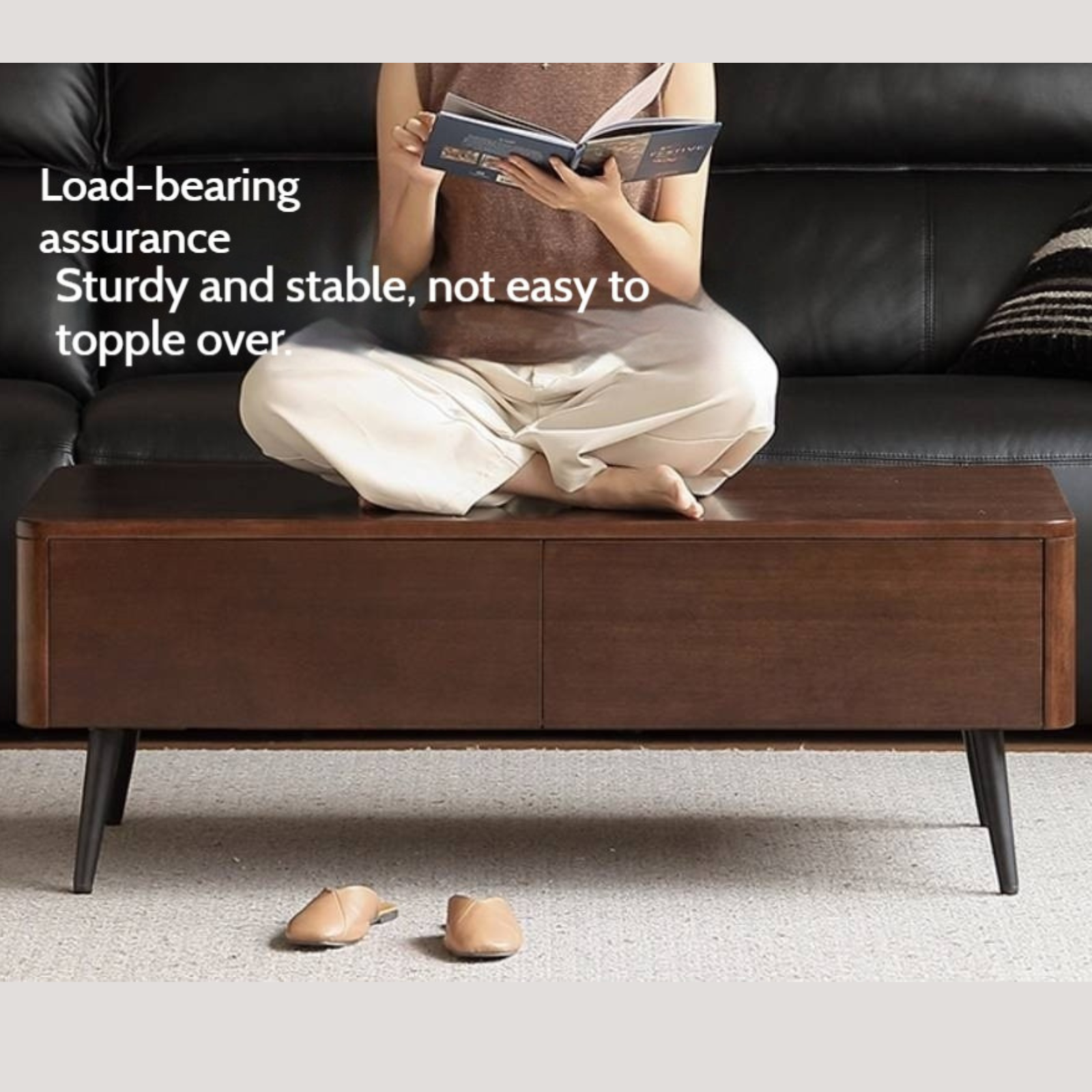 Sandalwood Solid Wood Italian Light Luxury Coffee Table