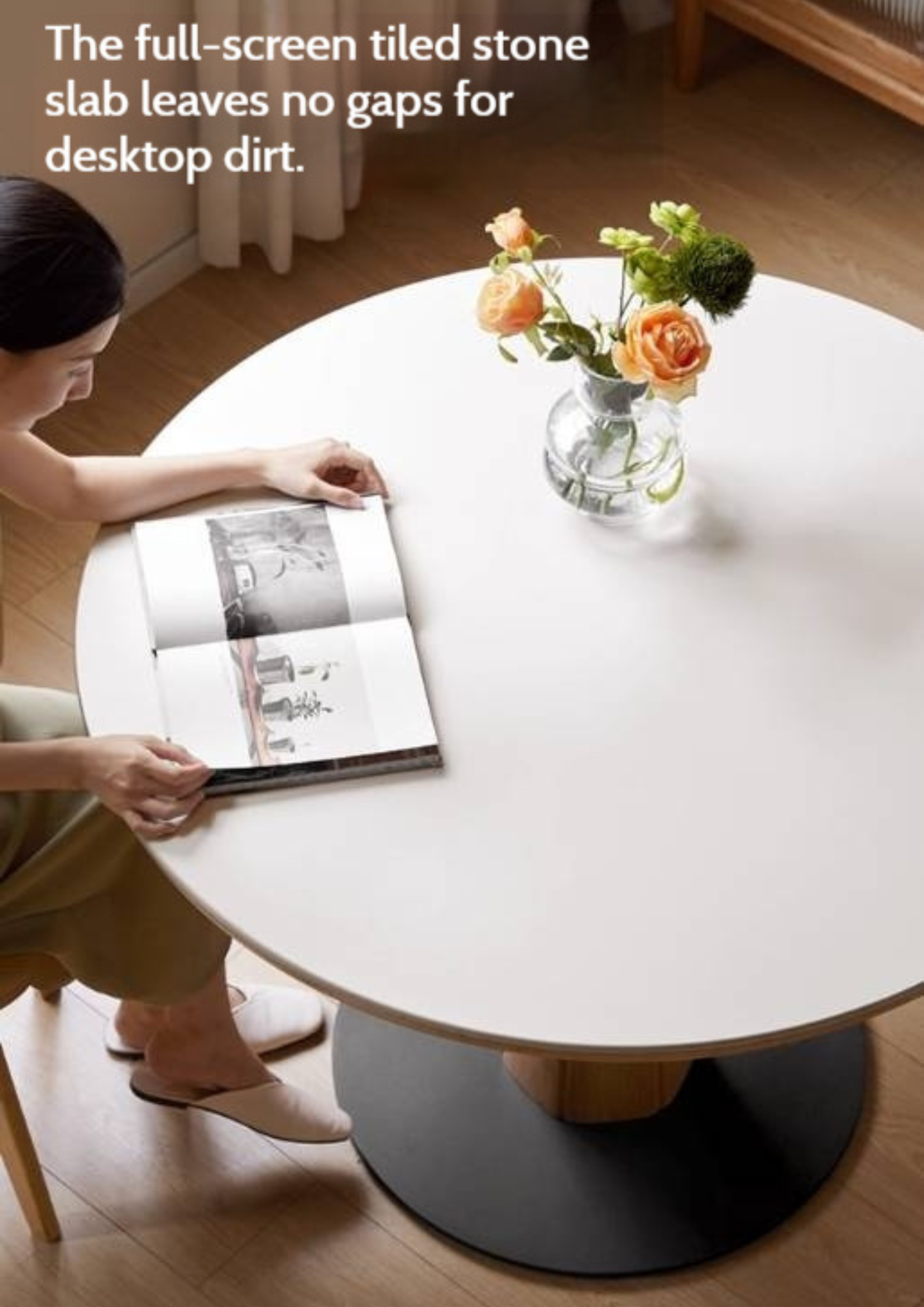 Oak Solid Wood Slab Round Dining Table