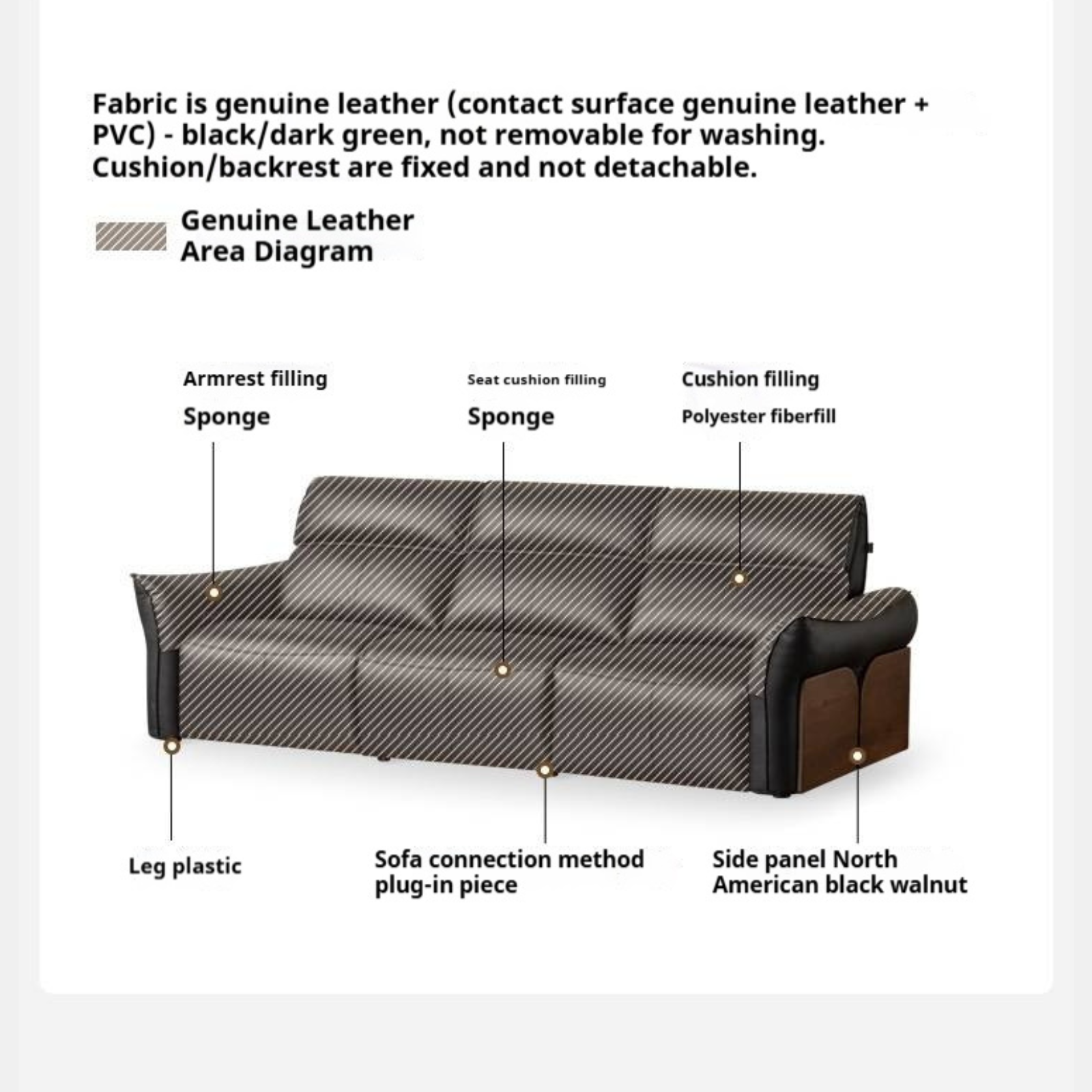 Black walnut solid wood Top Grain Genuine Leather Zero Wall Power Reclining Sofa