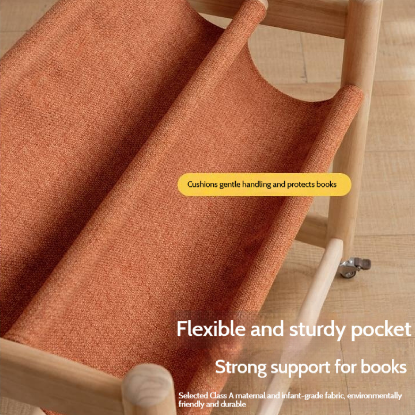 Poplar Solid Wood Movable Children's Bookshelf