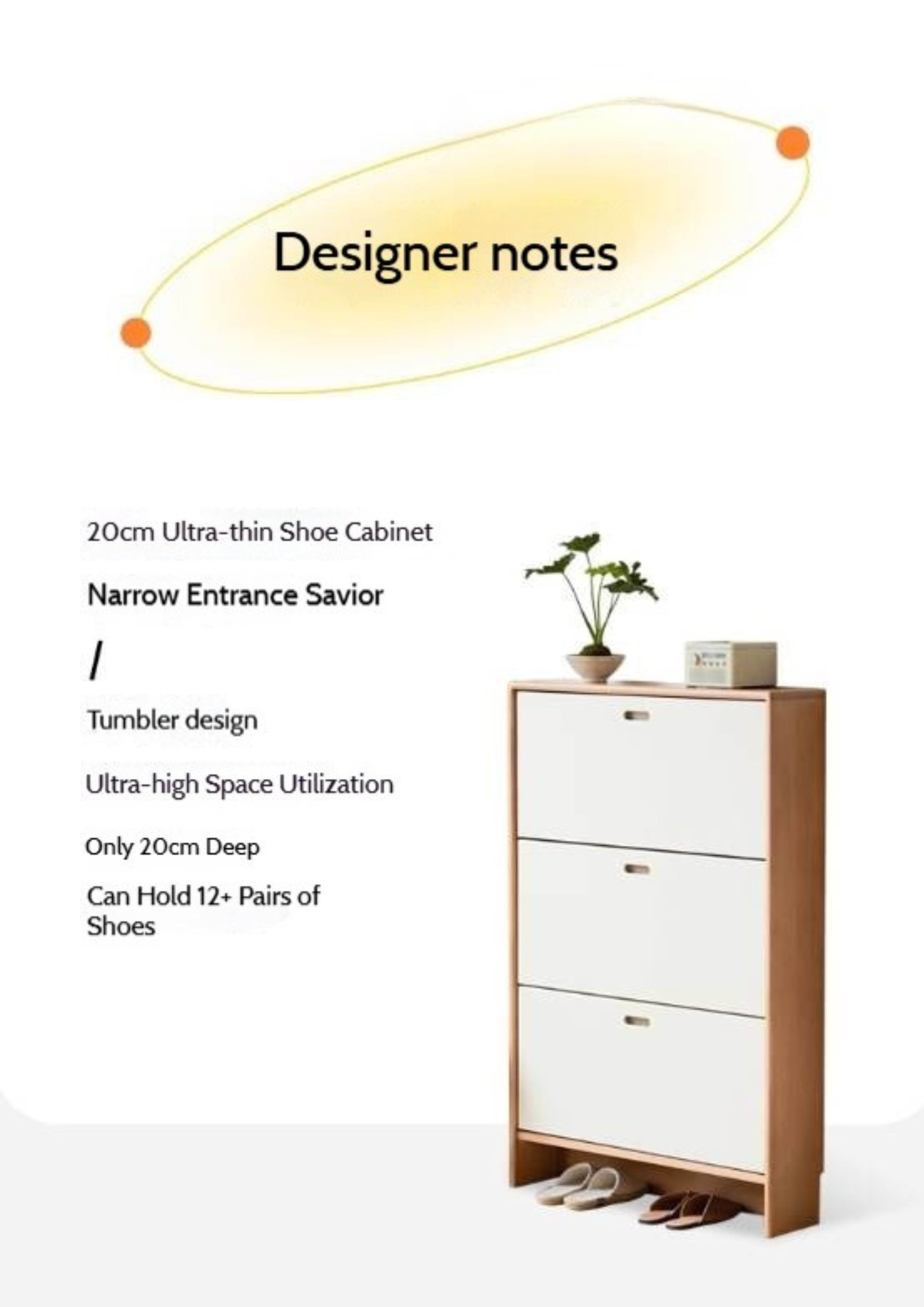 Birch Solid Wood Ultra-Thin Shoe Cabinet