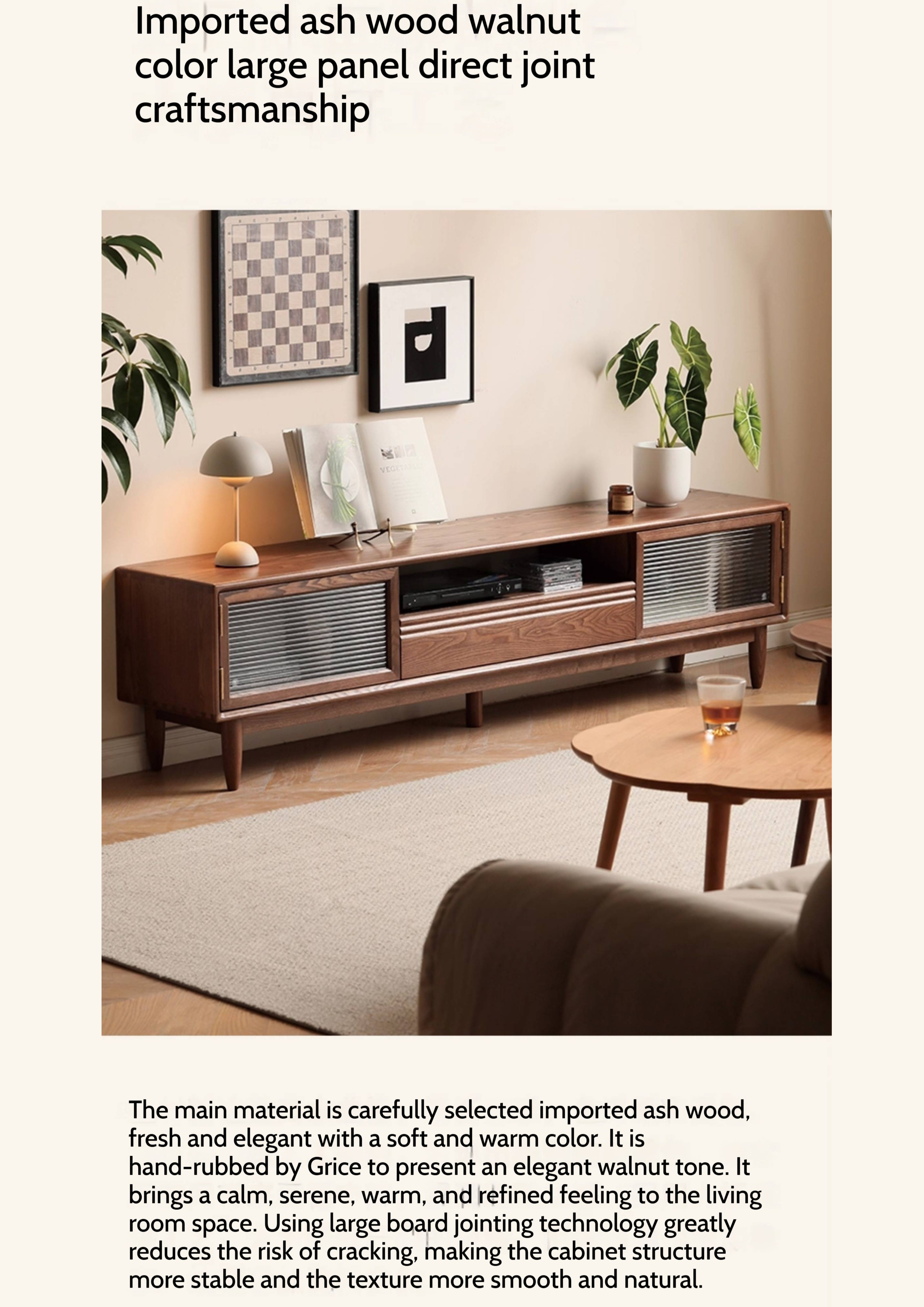 Ash Solid Wood Modern Minimalist TV Stand