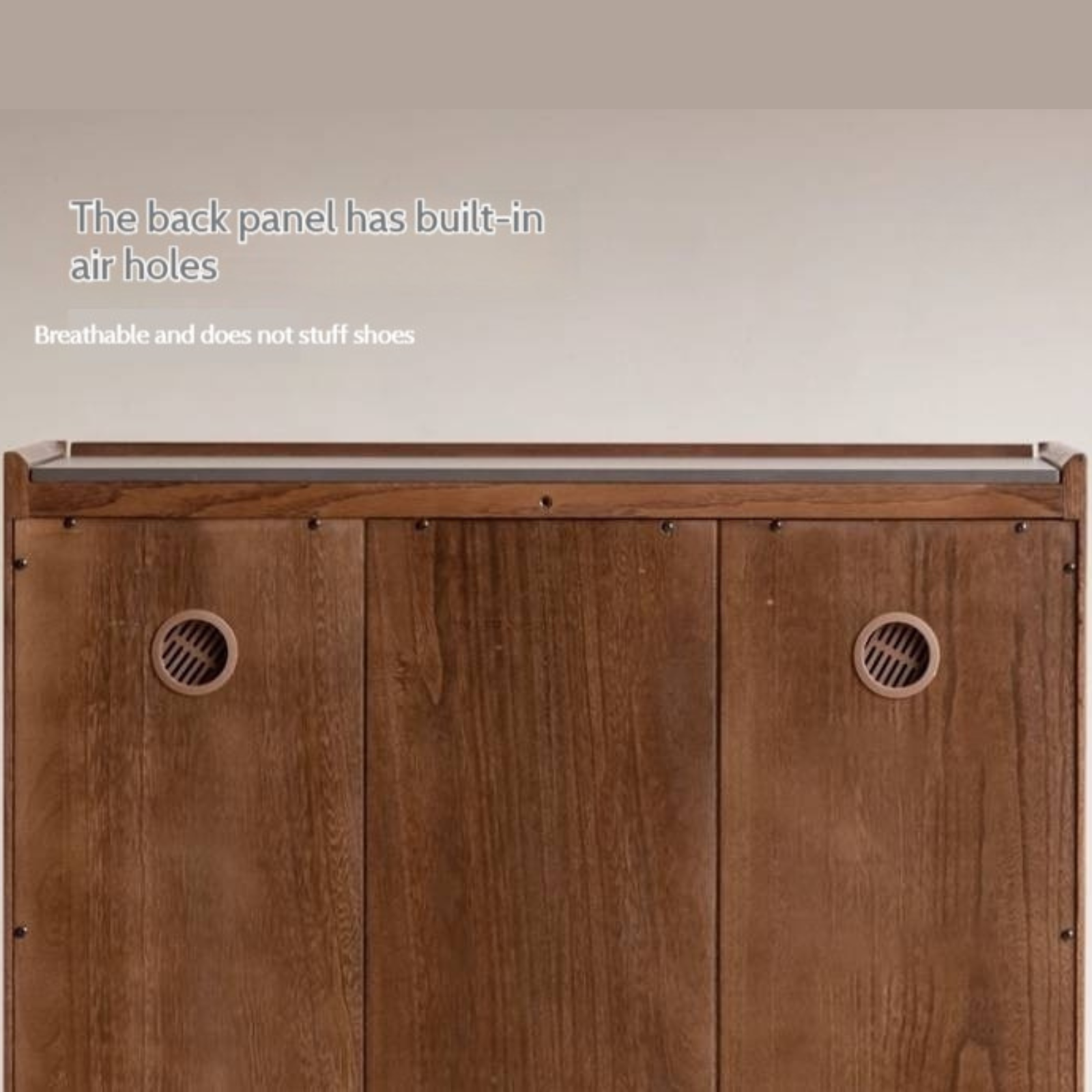 Oak Solid Wood Rock Plate Shoe Cabinet