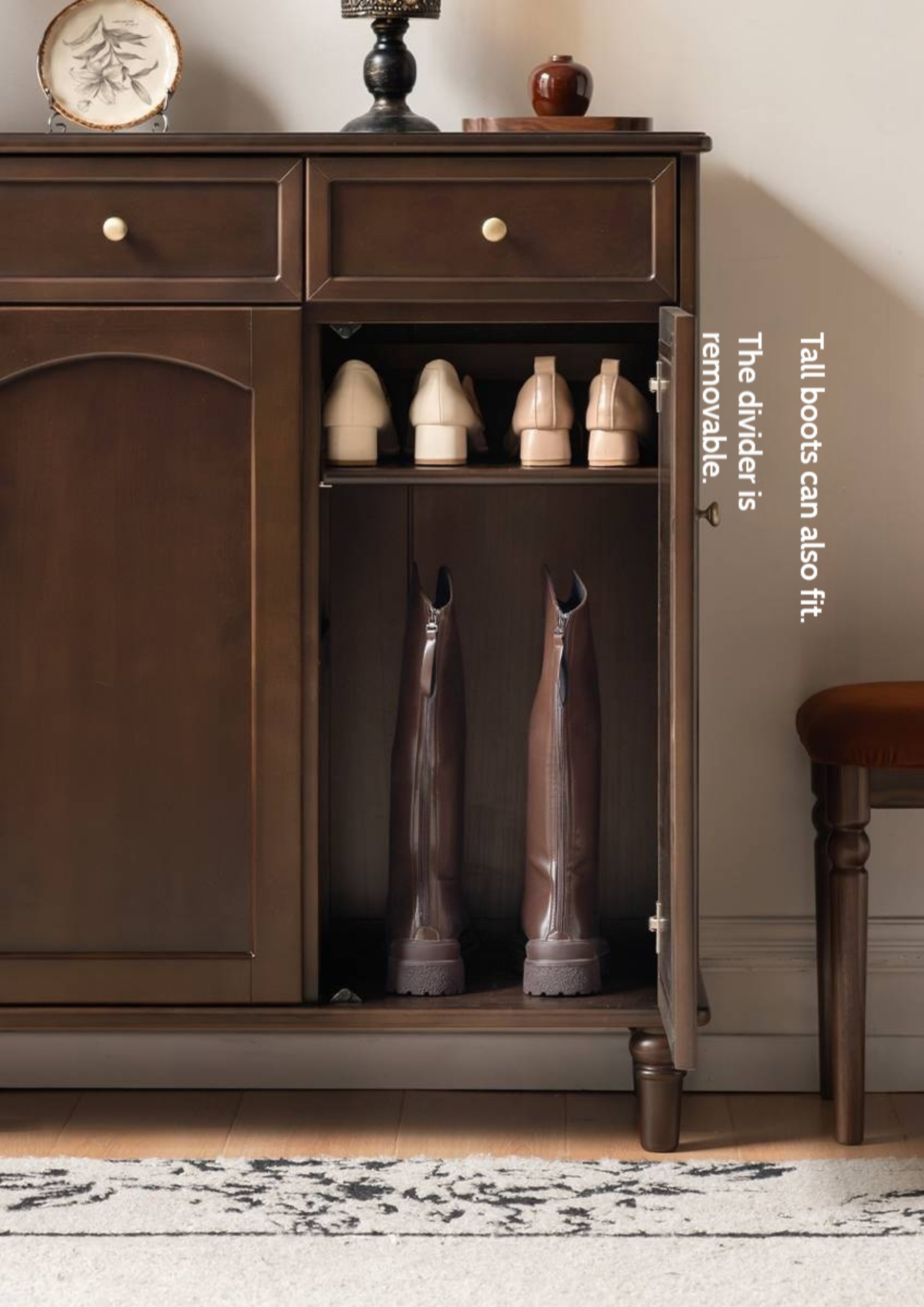 Poplar Solid Wood American Retro Shoe Cabinet