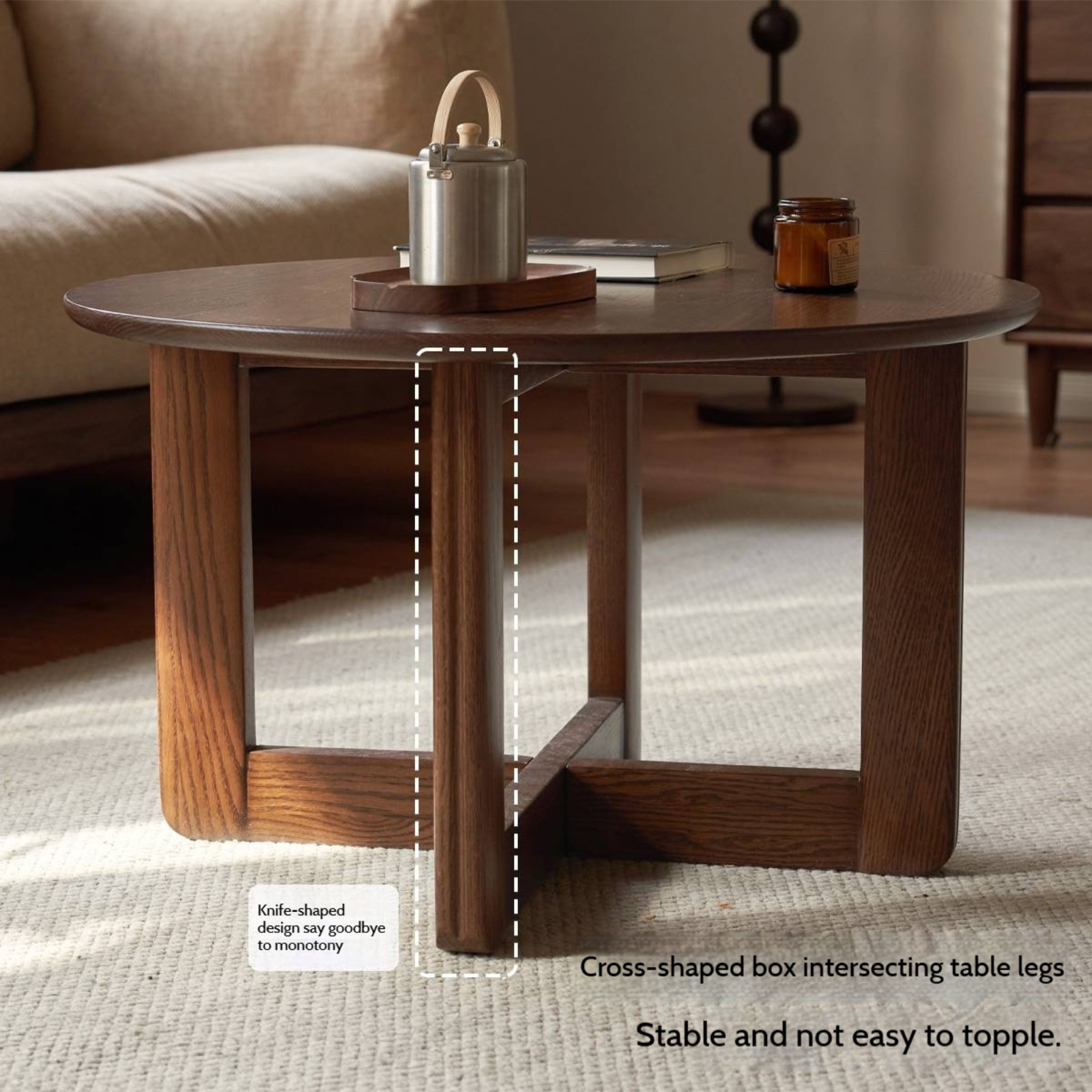 Sandalwood, Oak Solid Wood Modern Coffee Table