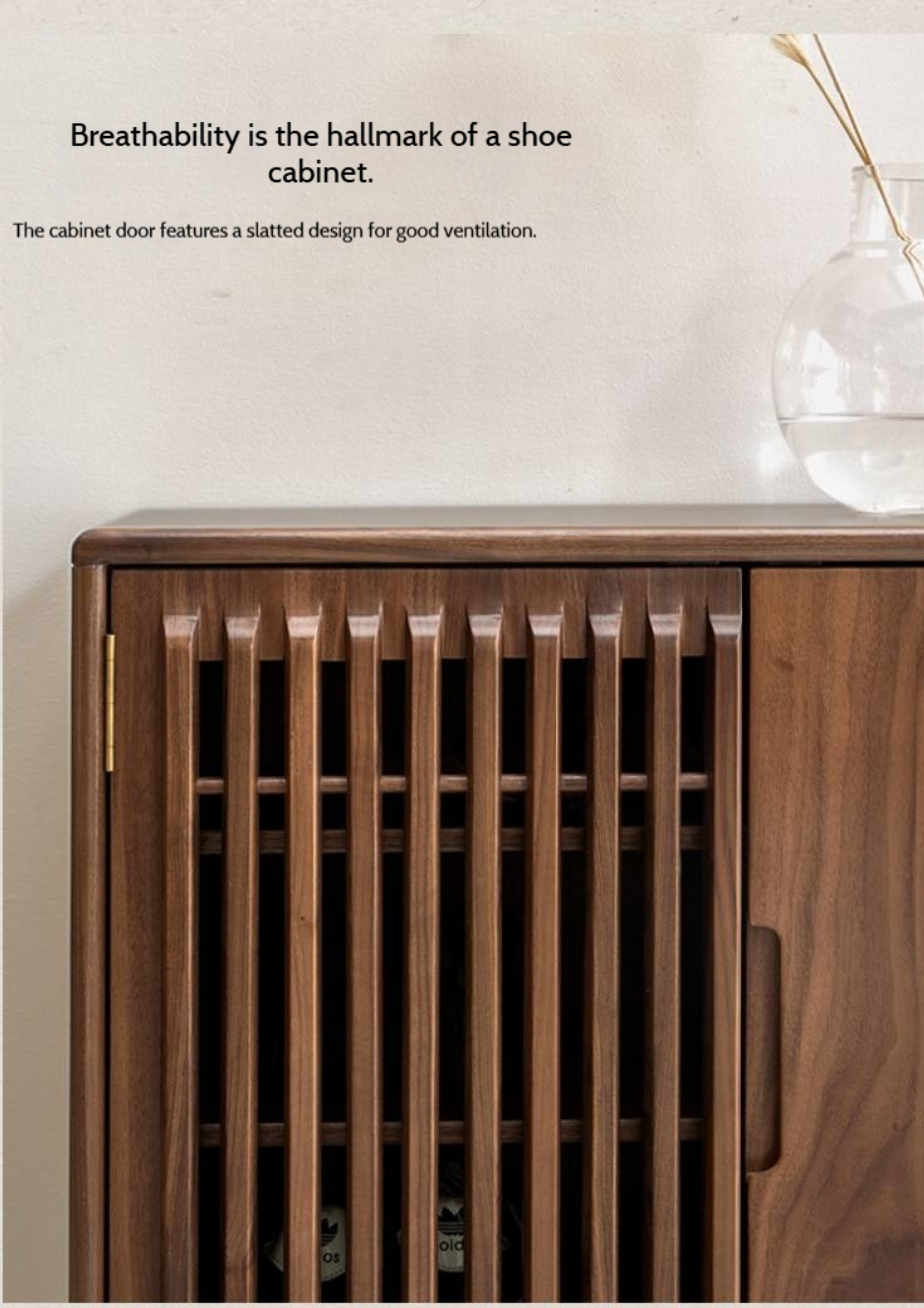 Black Walnut, Ash Two Door Shoe Cabinet Entrance