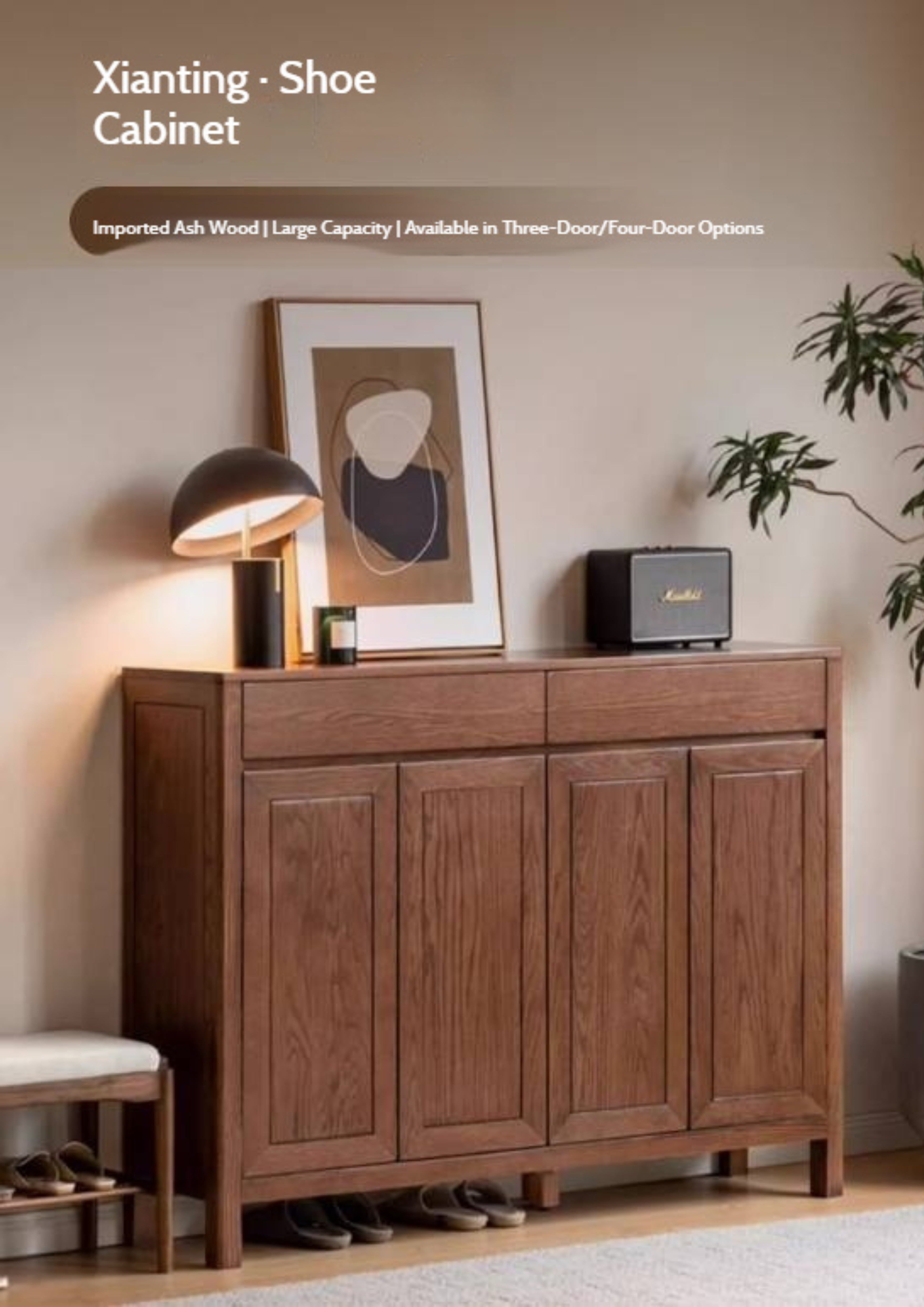 Ash Solid Wood Large Capacity Shoe Cabinet